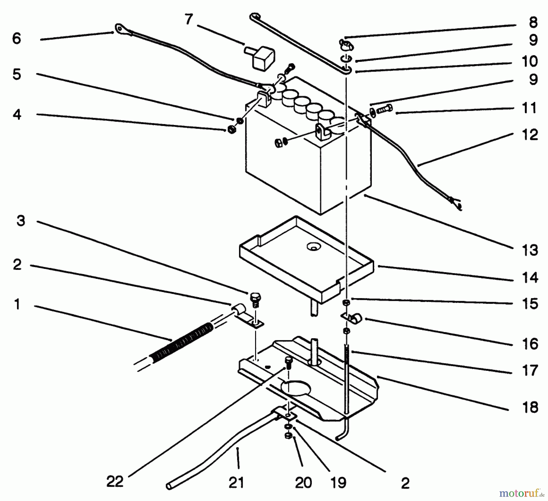  Toro Neu Mowers, Lawn & Garden Tractor Seite 1 22-14OE02 (244-H) - Toro 244-H Yard Tractor, 1992 (2000001-2999999) BATTERY ASSEMBLY