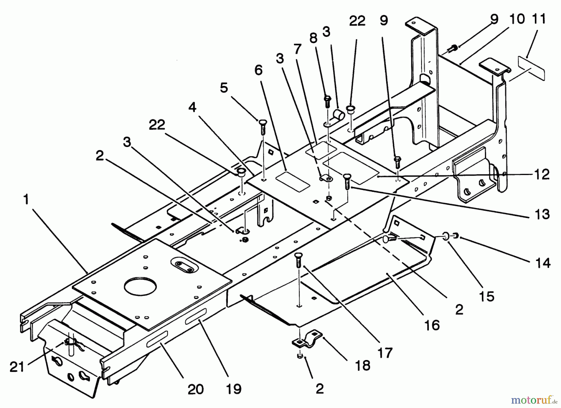  Toro Neu Mowers, Lawn & Garden Tractor Seite 1 22-14OE02 (244-H) - Toro 244-H Yard Tractor, 1992 (2000001-2999999) MAIN FRAME ASSEMBLY