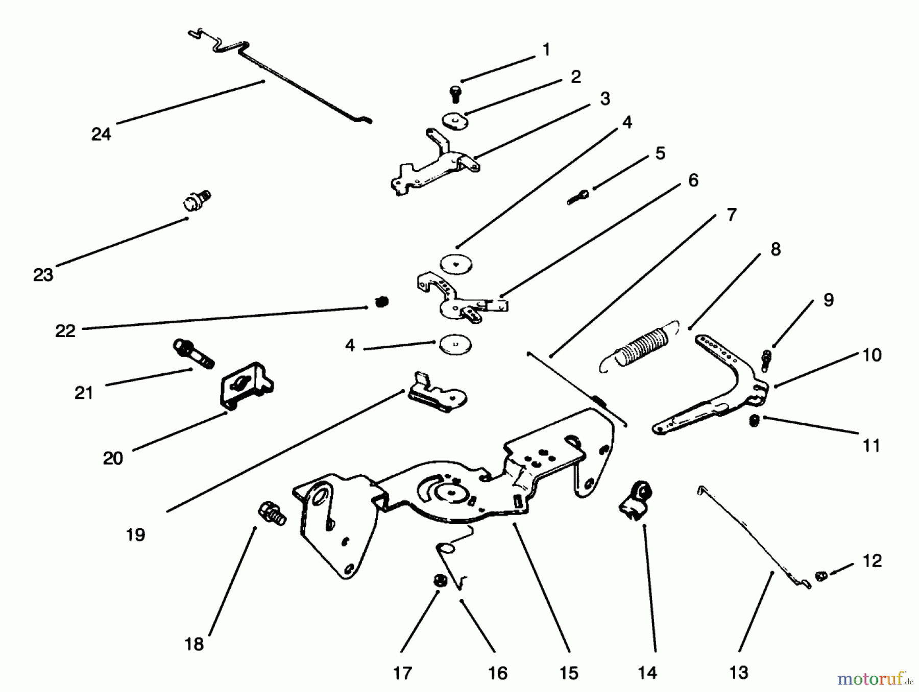  Toro Neu Mowers, Lawn & Garden Tractor Seite 1 30610 (120) - Toro Proline 120, 1993 (390001-399999) THROTTLE LINKAGE AND GOVERNOR CONTROLS