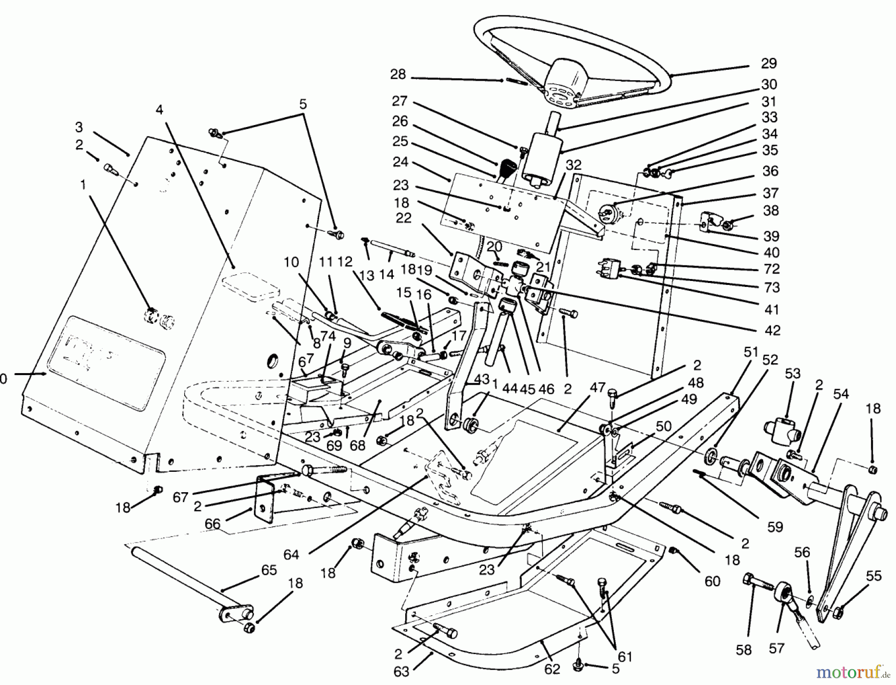  Toro Neu Mowers, Lawn & Garden Tractor Seite 1 30610 (120) - Toro Proline 120, 1994 (490001-499999) FRAME & STEERING ASSEMBLY