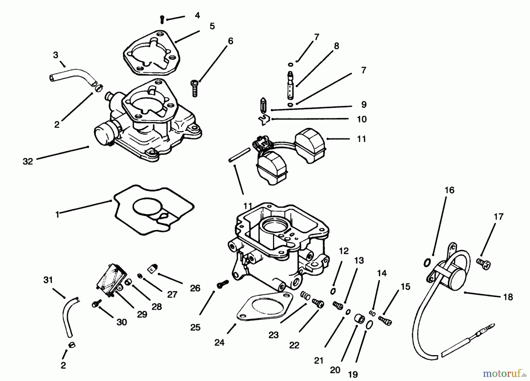 Toro Neu Mowers, Lawn & Garden Tractor Seite 1 30610 (120) - Toro Proline 120, 1995 (591300-599999) CARBURETOR AND FUEL PUMP