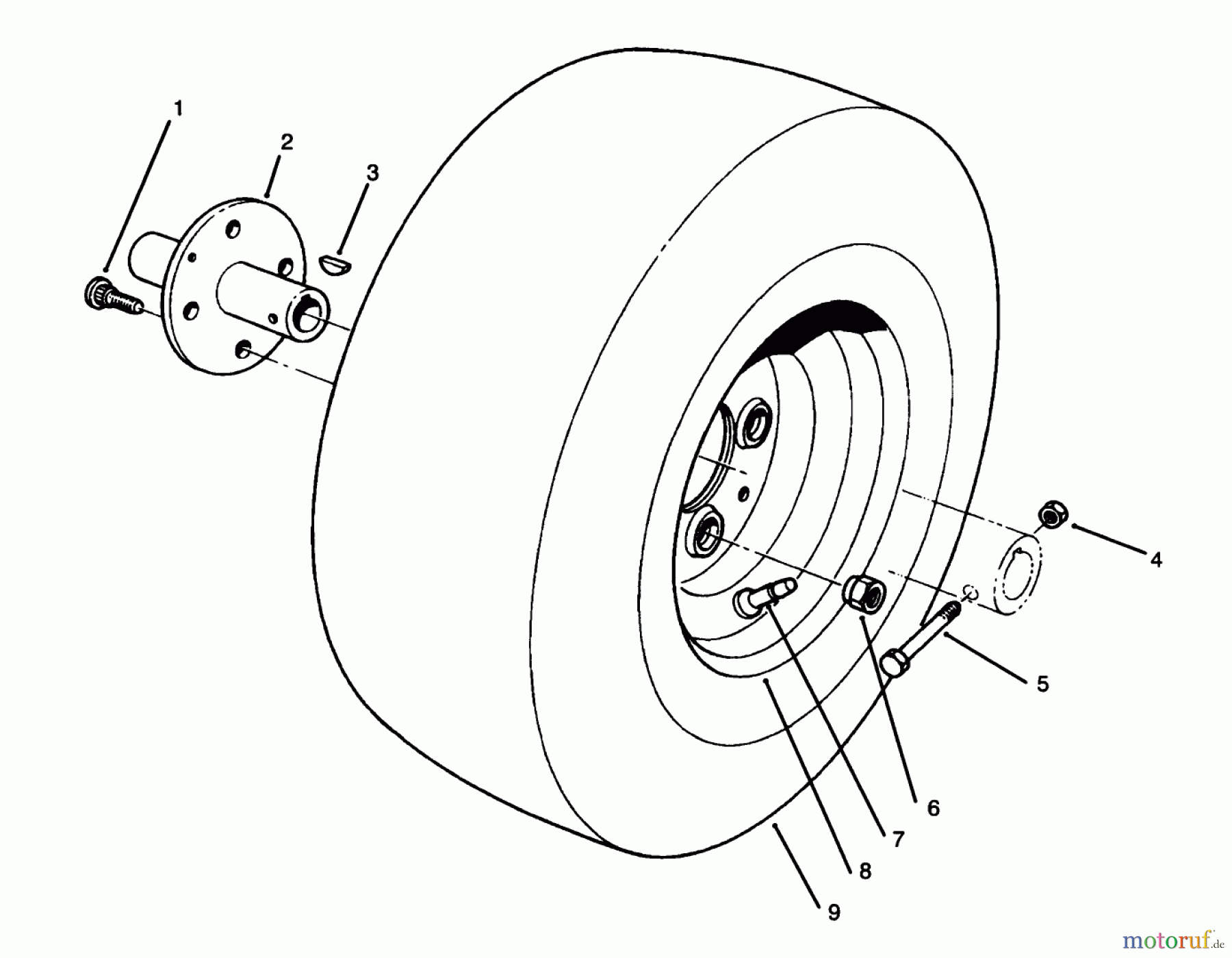 Toro Neu Mowers, Lawn & Garden Tractor Seite 1 30610 (120) - Toro Proline 120, 1995 (591300-599999) FRONT WHEEL ASSEMBLY