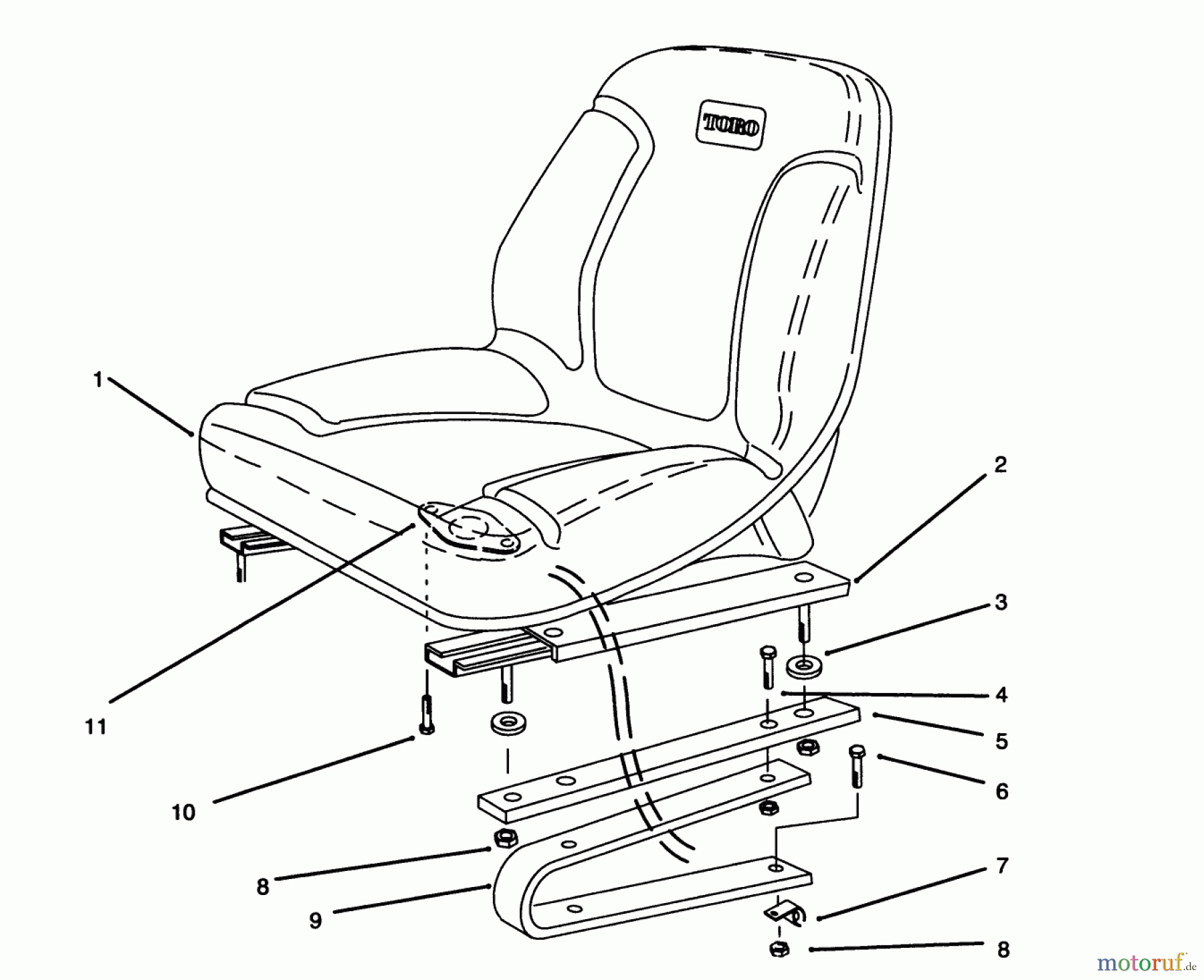  Toro Neu Mowers, Lawn & Garden Tractor Seite 1 30610 (120) - Toro Proline 120, 1995 (591300-599999) SEAT ASSEMBLY