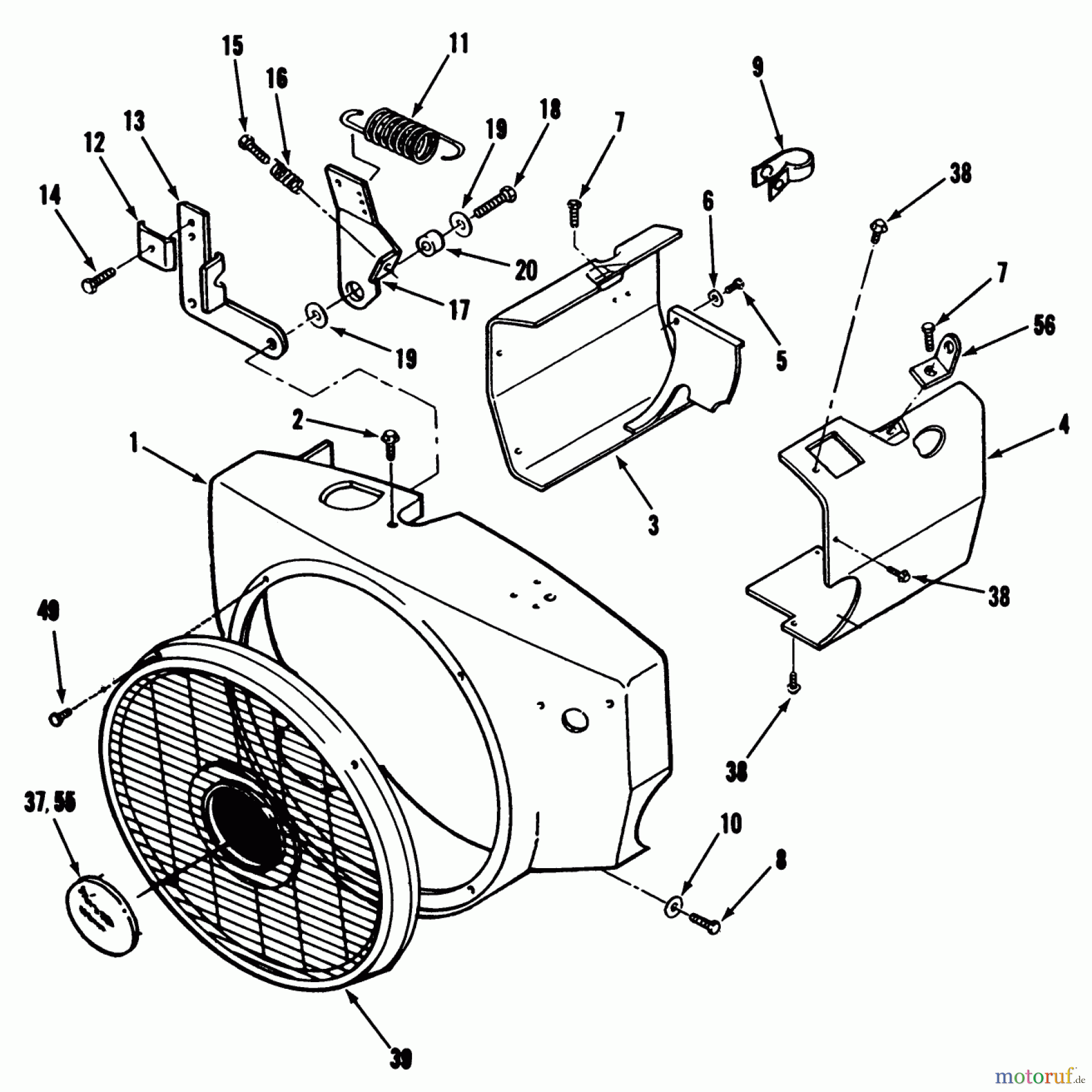 Toro Neu Mowers, Lawn & Garden Tractor Seite 1 31-10K801 (310-8) - Toro 310-8 Garden Tractor, 1990 BLOWER HOUSING AND GOVERNOR
