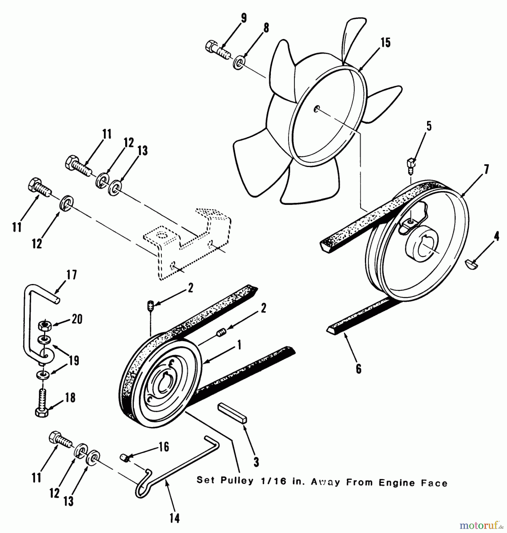 Toro Neu Mowers, Lawn & Garden Tractor Seite 1 41-16OE01 (416-H) - Toro 416-H Garden Tractor, 1990 DRIVE BELT AND PULLEYS