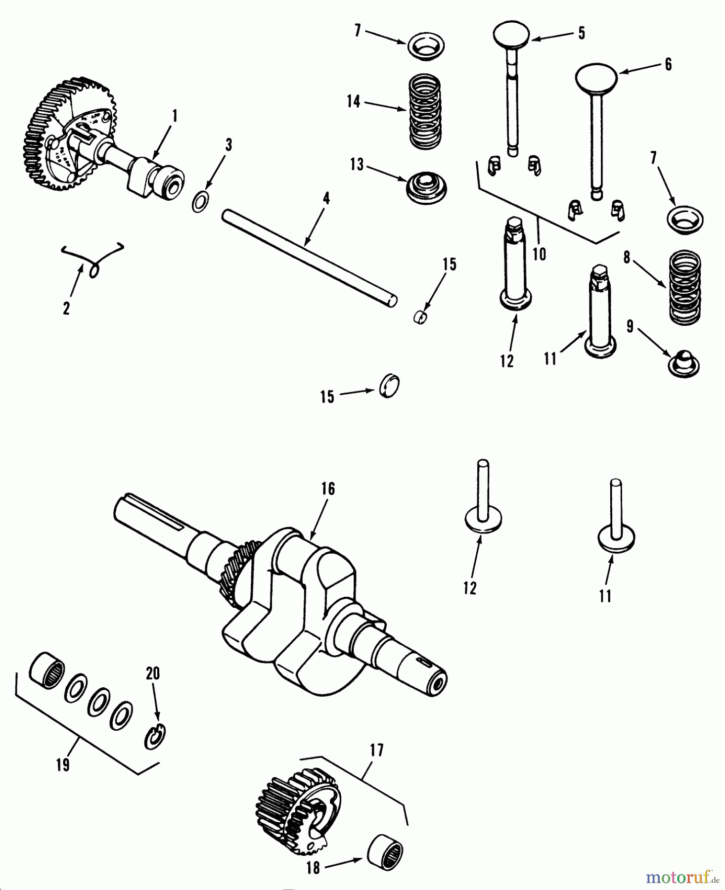 Toro Neu Mowers, Lawn & Garden Tractor Seite 1 31-10K801 (310-8) - Toro 310-8 Garden Tractor, 1990 KOHLER CAMSHAFT, CRANKSHAFT & VALVES