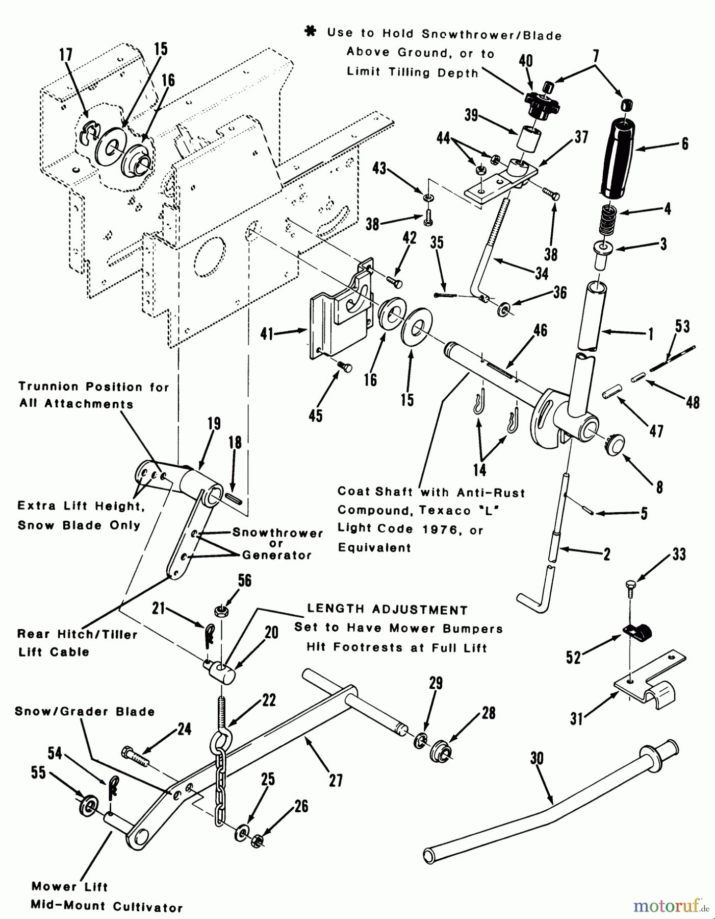 Toro Neu Mowers, Lawn & Garden Tractor Seite 1 31-10K801 (310-8) - Toro 310-8 Garden Tractor, 1990 MANUAL LIFT LINKAGE