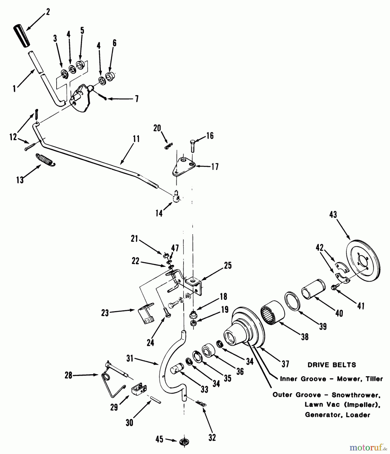  Toro Neu Mowers, Lawn & Garden Tractor Seite 1 41-16OE01 (416-H) - Toro 416-H Garden Tractor, 1990 PTO CLUTCH AND CONTROL