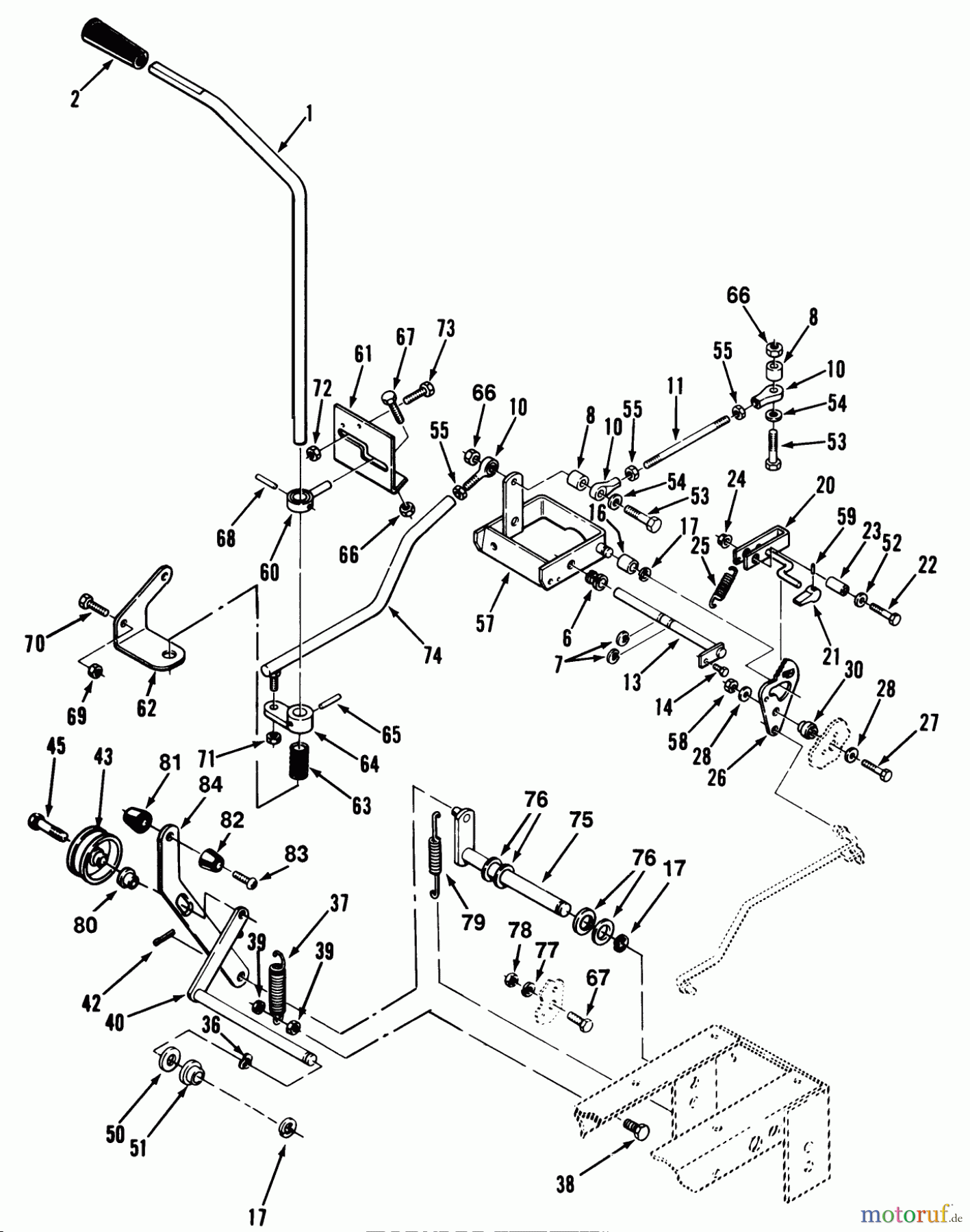  Toro Neu Mowers, Lawn & Garden Tractor Seite 1 31-12K802 (312-8) - Toro 312-8 Garden Tractor, 1991 (1000001-1999999) CLUTCH, BRAKE AND SPEED CONTROL LINKAGE-312-H & 416-H #1