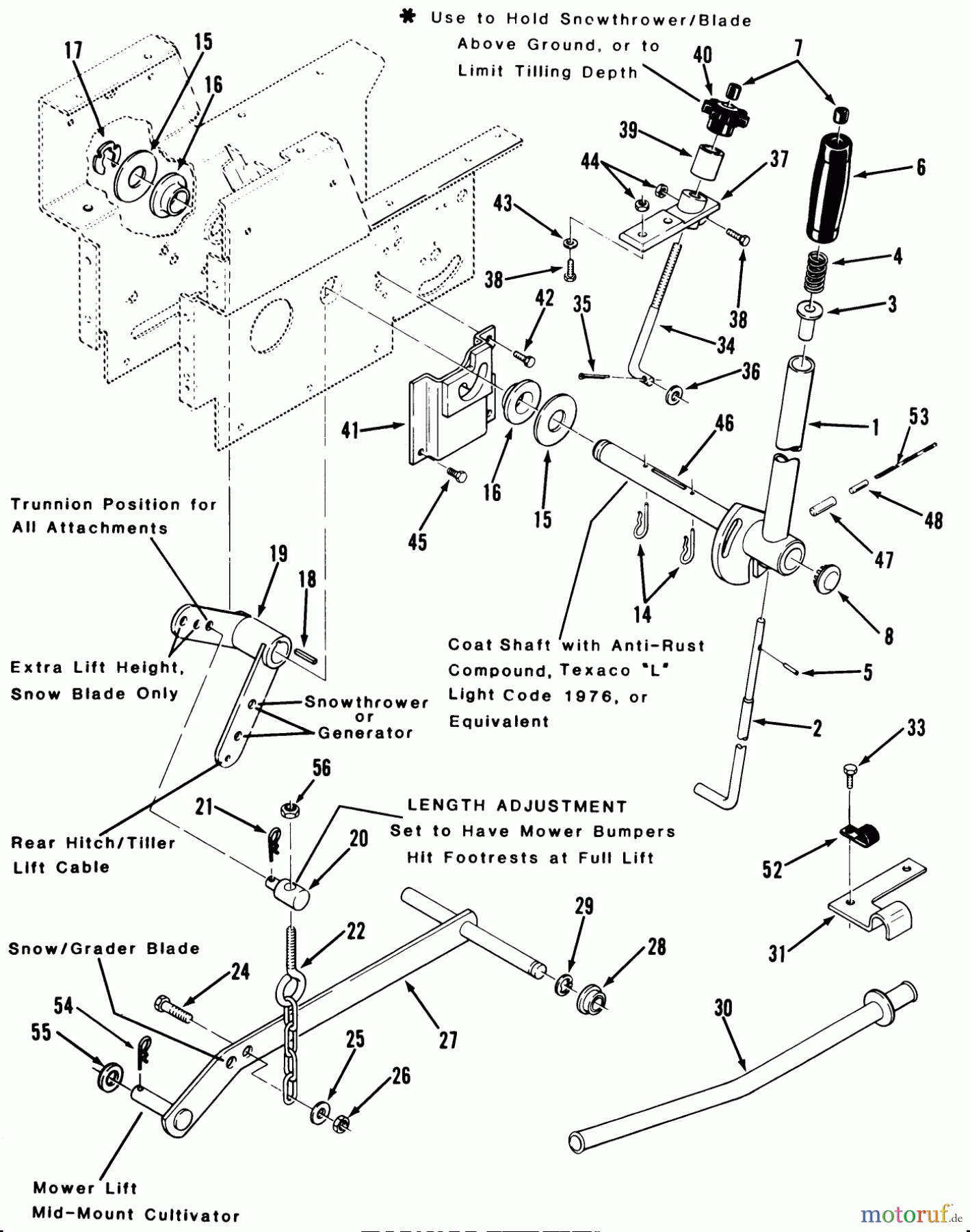 Toro Neu Mowers, Lawn & Garden Tractor Seite 1 31-12K802 (312-8) - Toro 312-8 Garden Tractor, 1991 (1000001-1999999) MANUAL LIFT LINKAGE