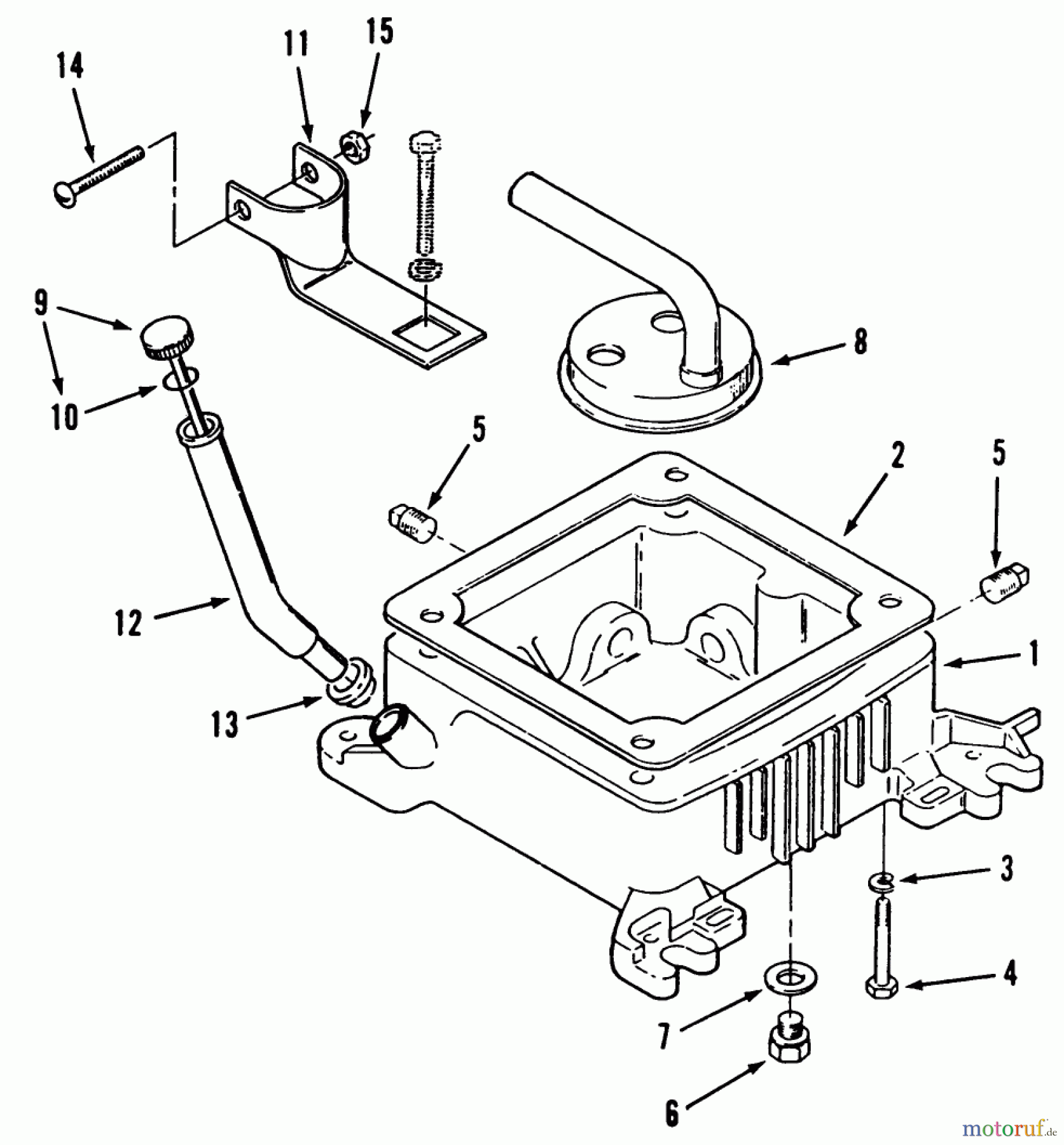 Toro Neu Mowers, Lawn & Garden Tractor Seite 1 31-12K802 (312-8) - Toro 312-8 Garden Tractor, 1991 (1000001-1999999) OIL BASE FILL TUBE AND BRACKET