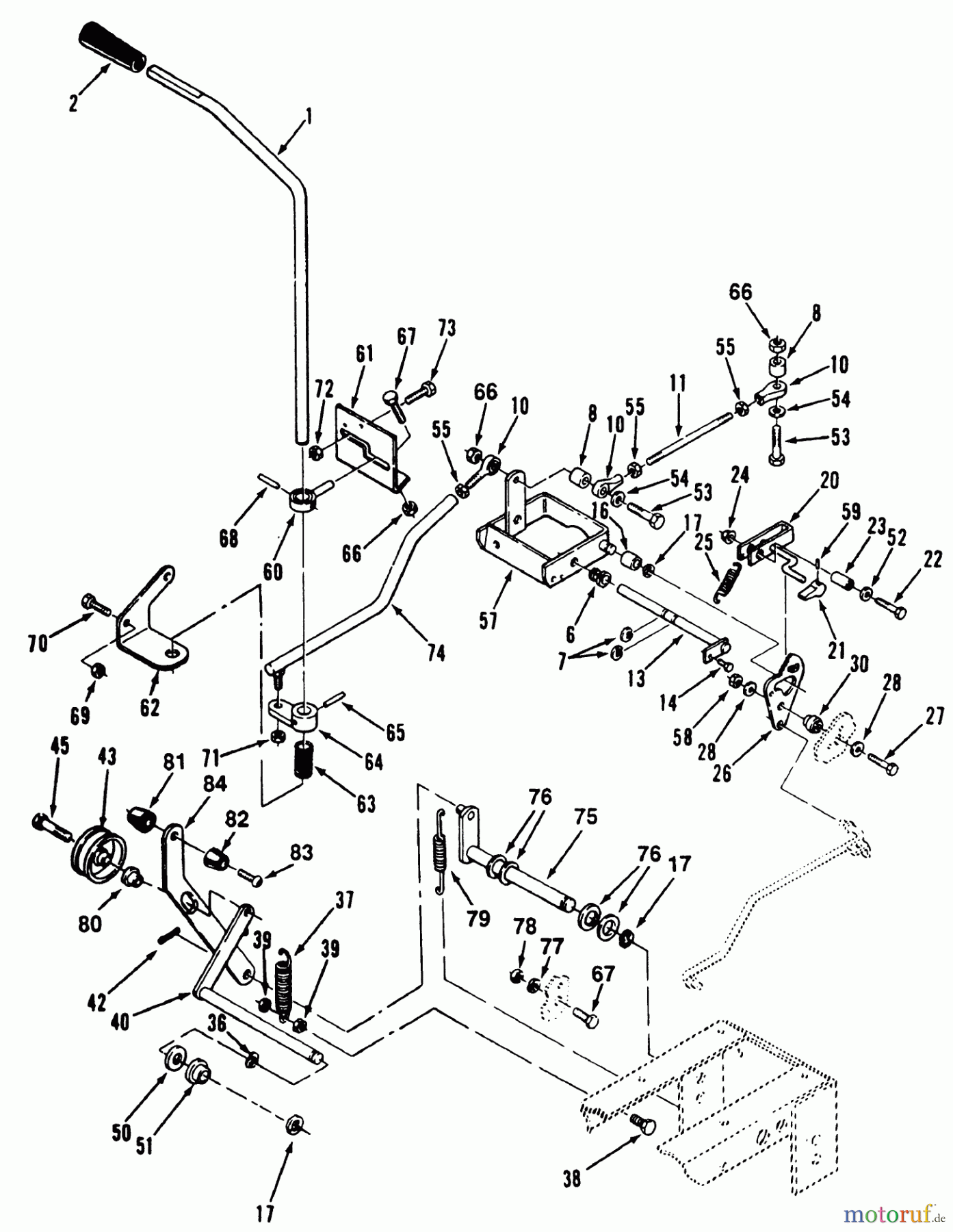 Toro Neu Mowers, Lawn & Garden Tractor Seite 1 51-12KE02 (312-H) - Toro 312-H Garden Tractor, 1992 (2000001-2999999) CLUTCH, BRAKE MOTION CONTROL LINKAGE 312-H & 416-H