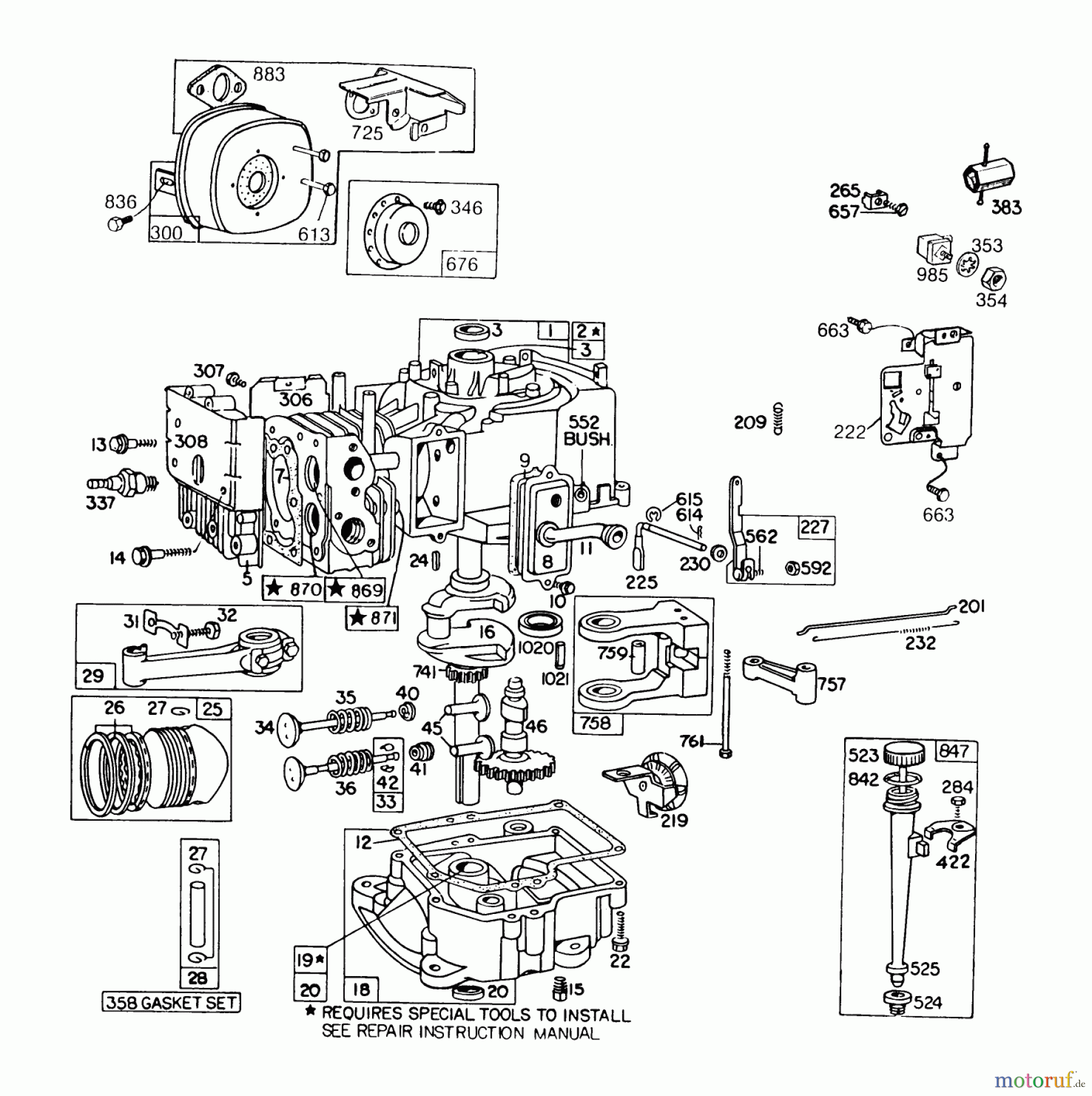 Toro Neu Mowers, Rear-Engine Rider 56145 (8-32) - Toro 8-32 Rear Engine Rider, 1987 (7000001-7999999) ENGINE BRIGGS & STRATTON MODEL NO. 191702-2160-01 8 H.P. REAR ENGINE RIDER RECOIL MODEL 56138 #2