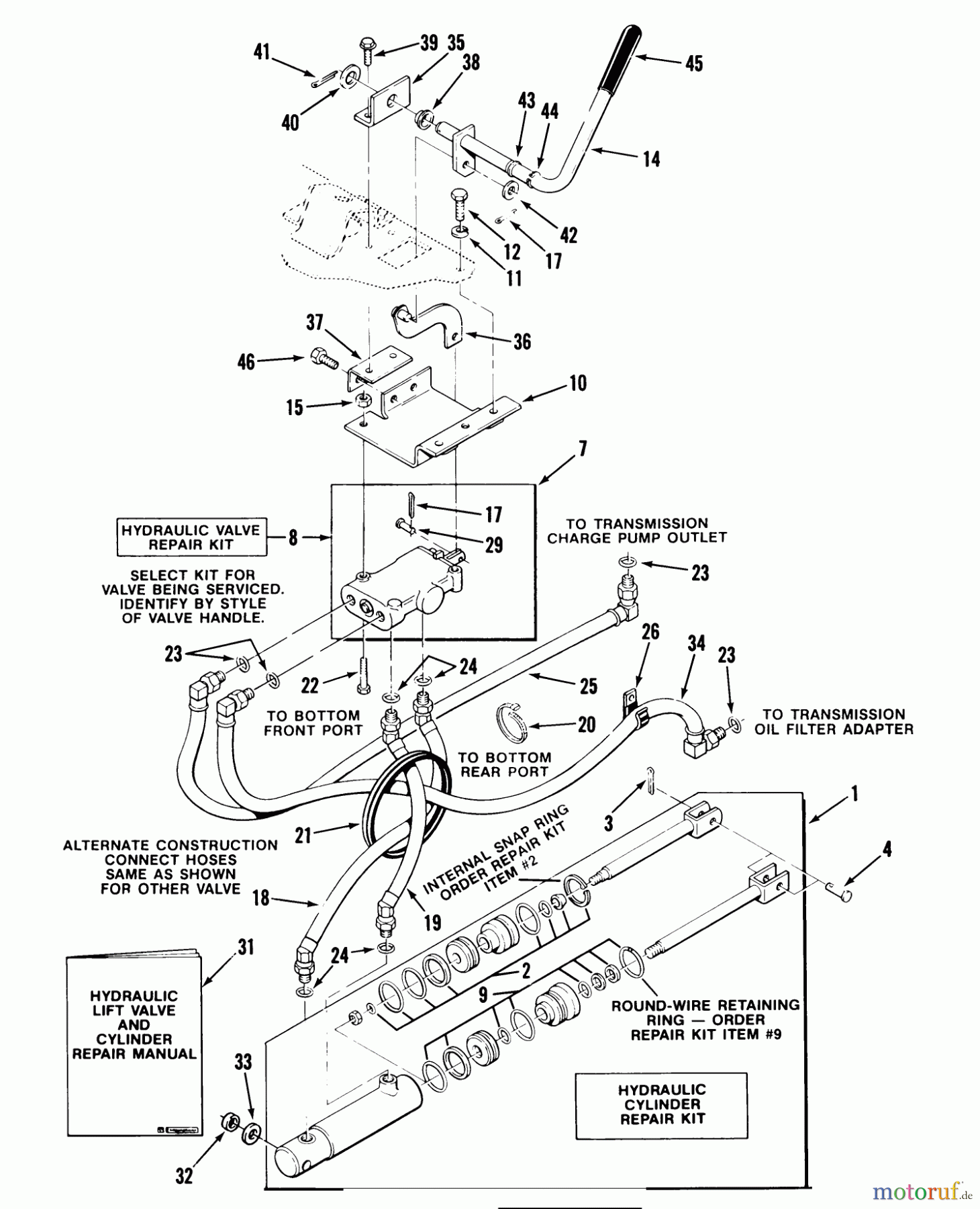 Toro Neu Mowers, Lawn & Garden Tractor Seite 1 31-18OE01 (518-H) - Toro 518-H Garden Tractor, 1988 HYDRAULIC SYSTEM-520-H & 520-HC