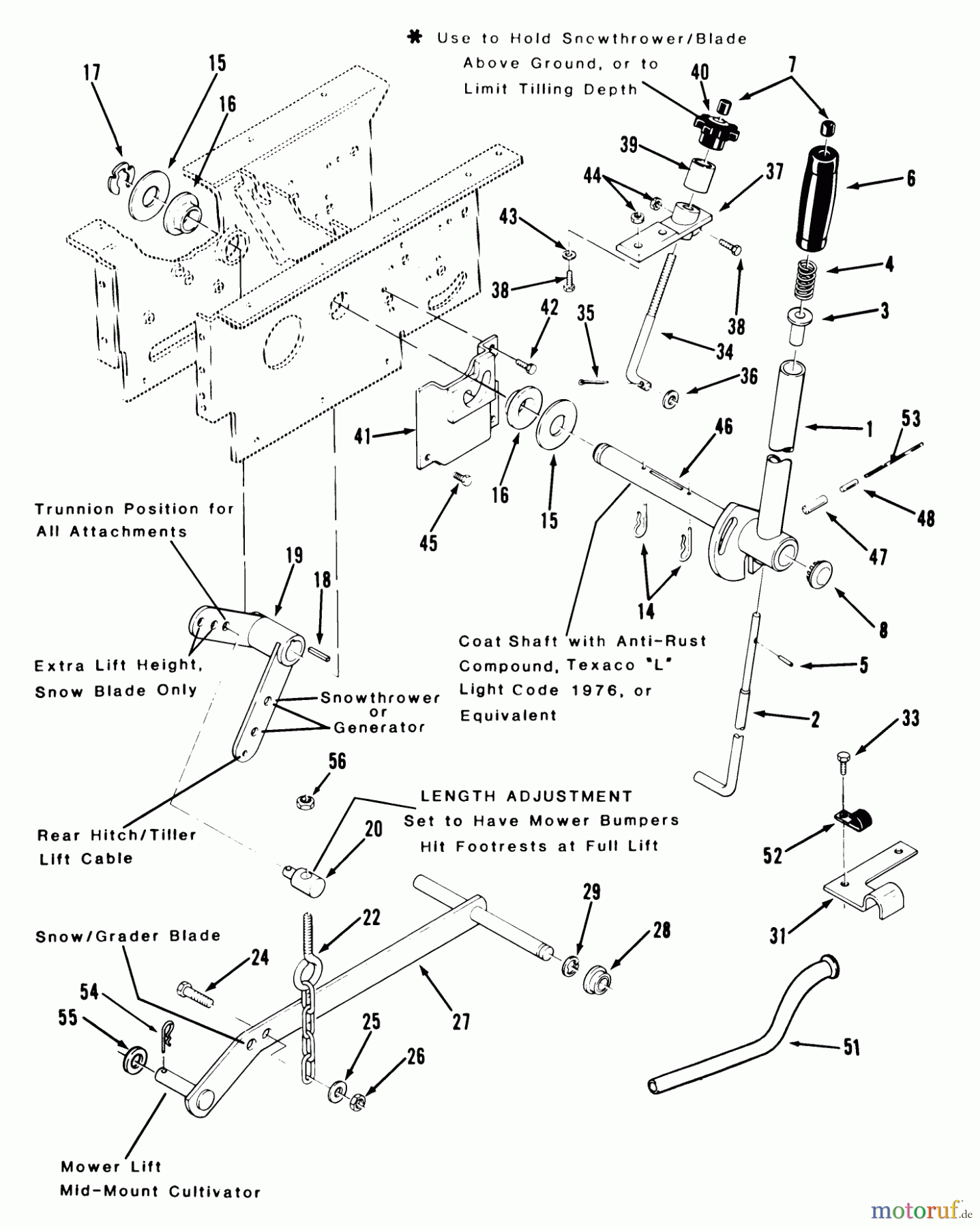 Toro Neu Mowers, Lawn & Garden Tractor Seite 1 31-18OE01 (518-H) - Toro 518-H Garden Tractor, 1988 MANUAL LIFT LINKAGE-516-H & 518-H