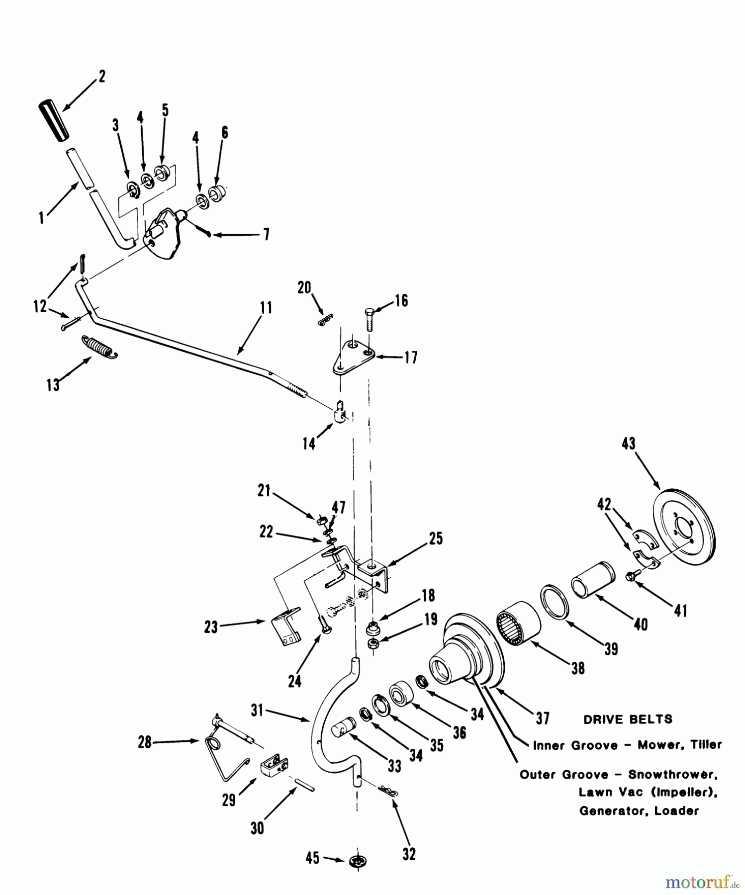 Toro Neu Mowers, Lawn & Garden Tractor Seite 1 31-18OE01 (518-H) - Toro 518-H Garden Tractor, 1988 PTO CLUTCH AND CONTROL
