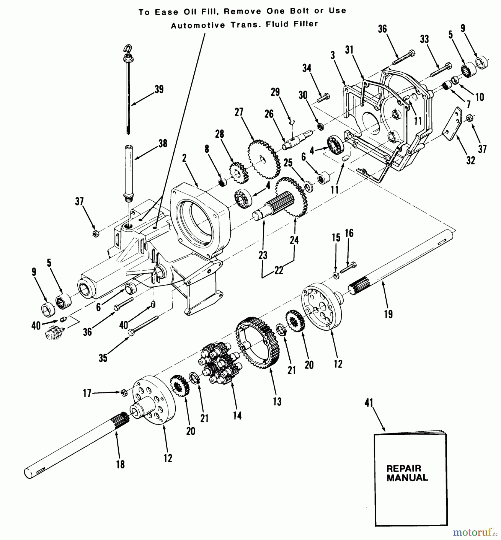 Toro Neu Mowers, Lawn & Garden Tractor Seite 1 31-18OE01 (518-H) - Toro 518-H Garden Tractor, 1988 TRANSAXLE
