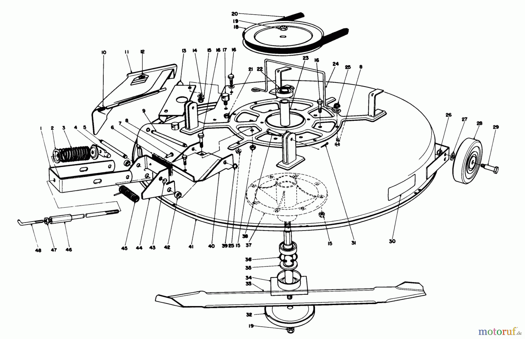 Toro Neu Mowers, Rear-Engine Rider 56138 (8-32) - Toro 8-32 Rear Engine Rider, 1987 (7000001-7999999) MOWER ASSEMBLY