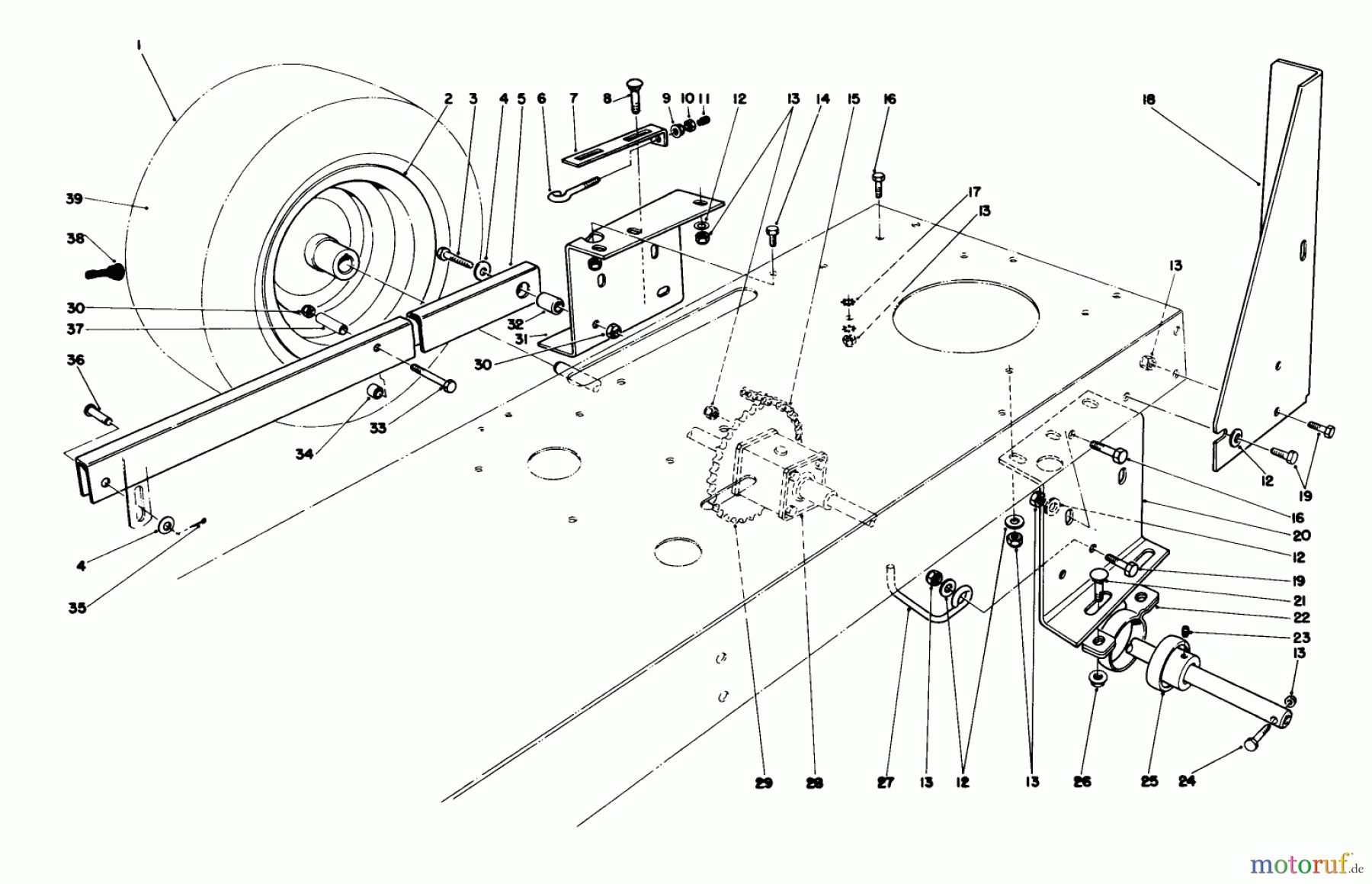 Toro Neu Mowers, Rear-Engine Rider 56138 (8-32) - Toro 8-32 Rear Engine Rider, 1987 (7000001-7999999) REAR AXLE ASSEMBLY