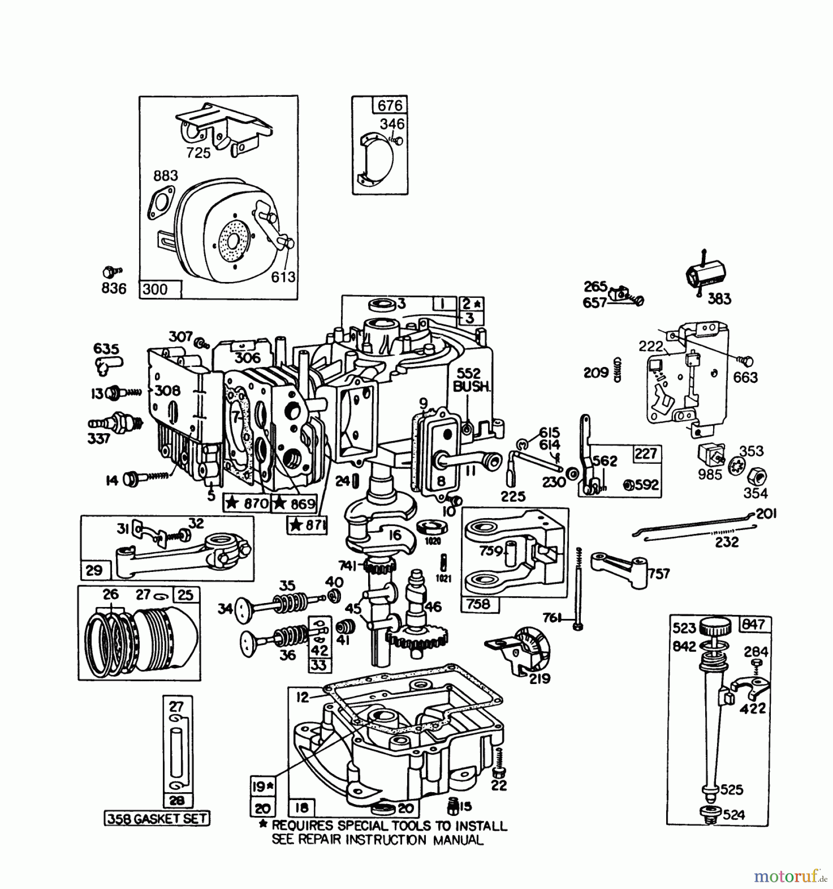 Toro Neu Mowers, Rear-Engine Rider 56145 (8-32) - Toro 8-32 Rear Engine Rider, 1988 (8000001-8999999) ENGINE BRIGGS & STRATTON MODEL NO. 191707-2161-01 8 H.P. REAR ENGINE RIDER RECOIL MODEL 56145 #1