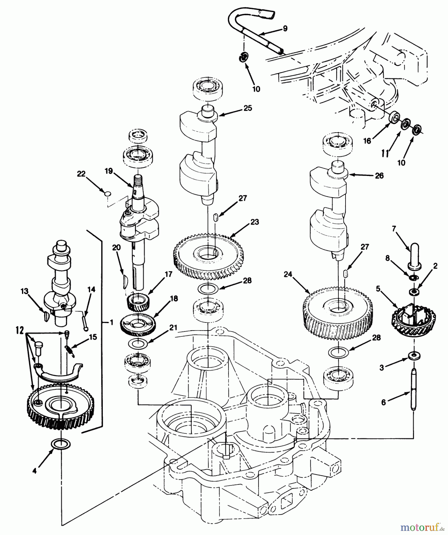 Toro Neu Mowers, Lawn & Garden Tractor Seite 1 32-10BE01 (210-H) - Toro 210-H Tractor, 1990 CRANKSHAFT & CAMSHAFT