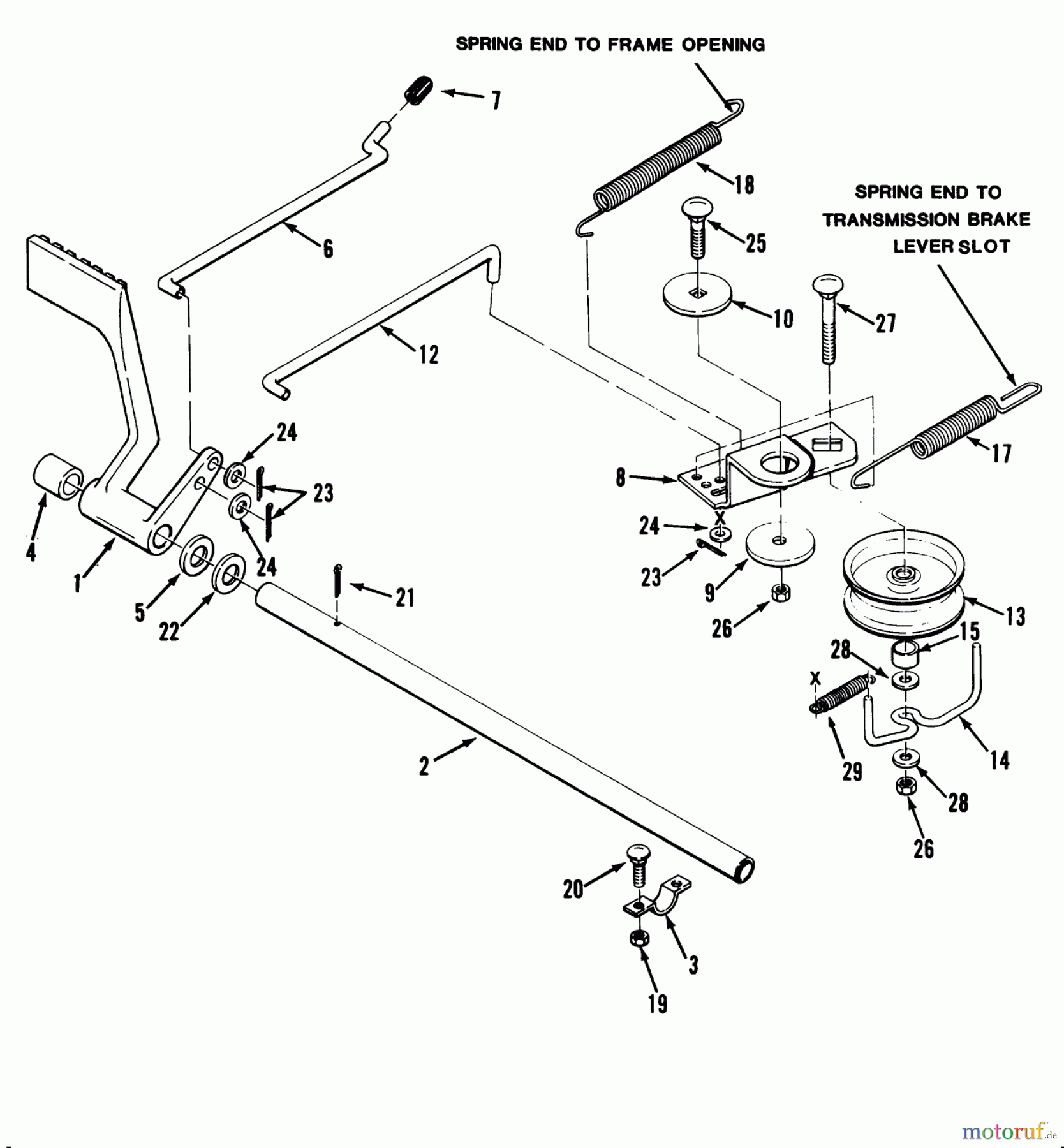 Toro Neu Mowers, Lawn & Garden Tractor Seite 1 32-12OE01 (212-H) - Toro 212-H Tractor, 1990 MECHANICAL TRANSMISSION BRAKE AND CLUTCH LINKAGE