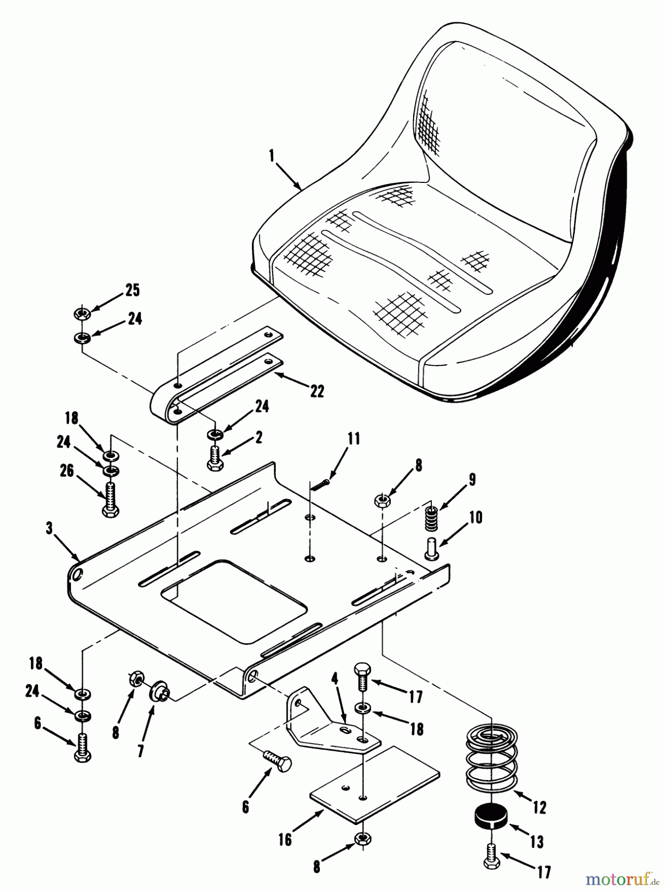  Toro Neu Mowers, Lawn & Garden Tractor Seite 1 32-10BE01 (210-H) - Toro 210-H Tractor, 1990 SEAT AND SUSPENSION