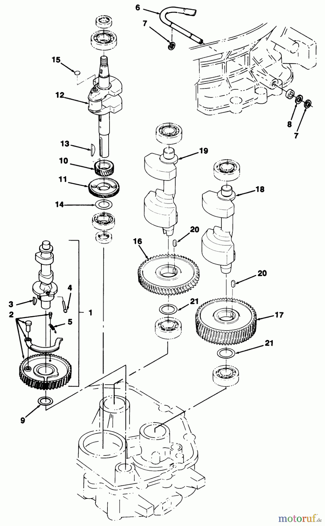 Toro Neu Mowers, Lawn & Garden Tractor Seite 1 32-12OE02 (212-H) - Toro 212-H Tractor, 1991 (1000001-1999999) 12HP ENGINE CRANKSHAFT & CAMSHAFT ASSEMBLY