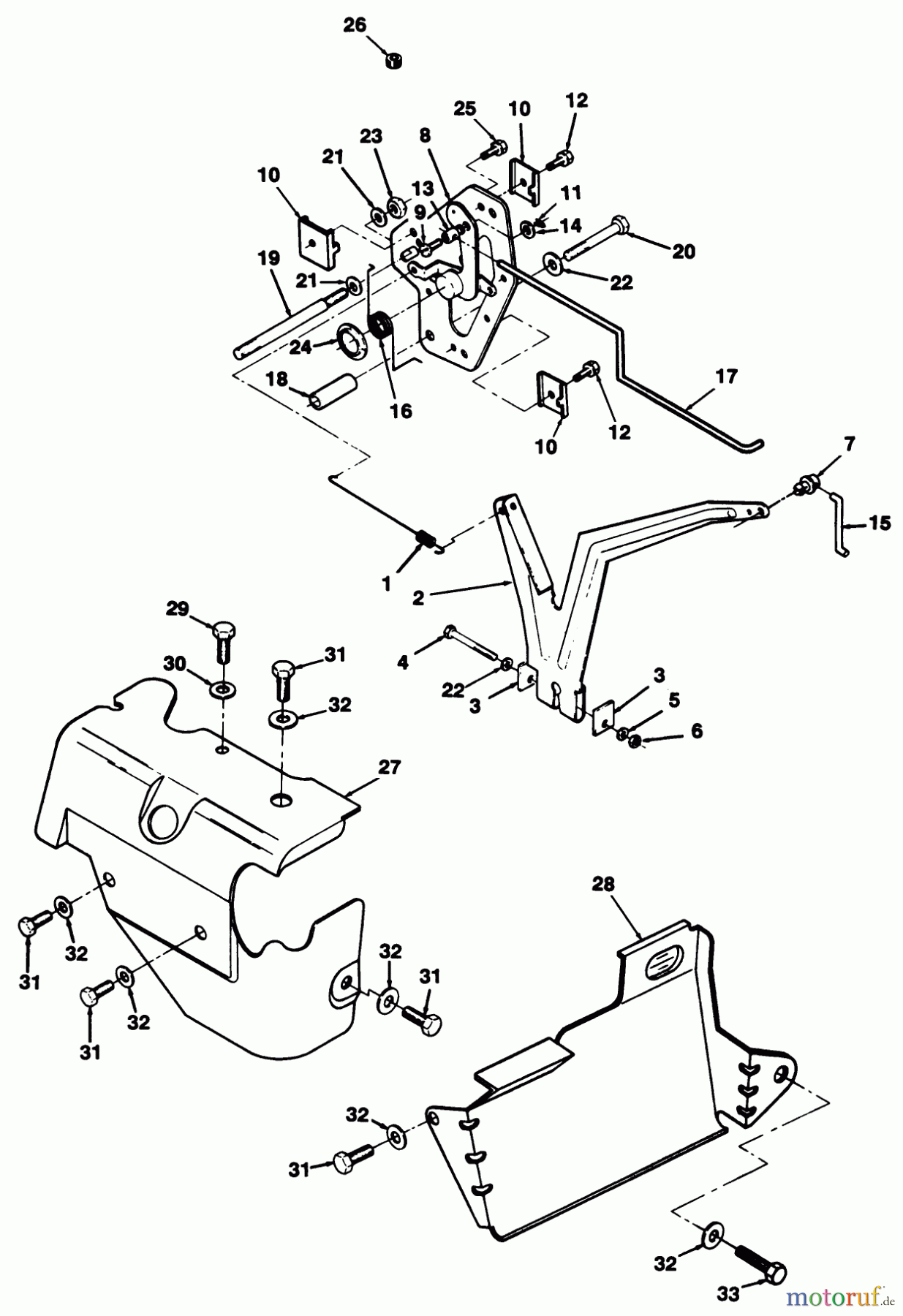 Toro Neu Mowers, Lawn & Garden Tractor Seite 1 32-10B502 (210-5) - Toro 210-5 Tractor, 1991 (1000001-1999999) 12HP ENGINE GOVERNOR LINKAGE & COVER ASSEMBLY