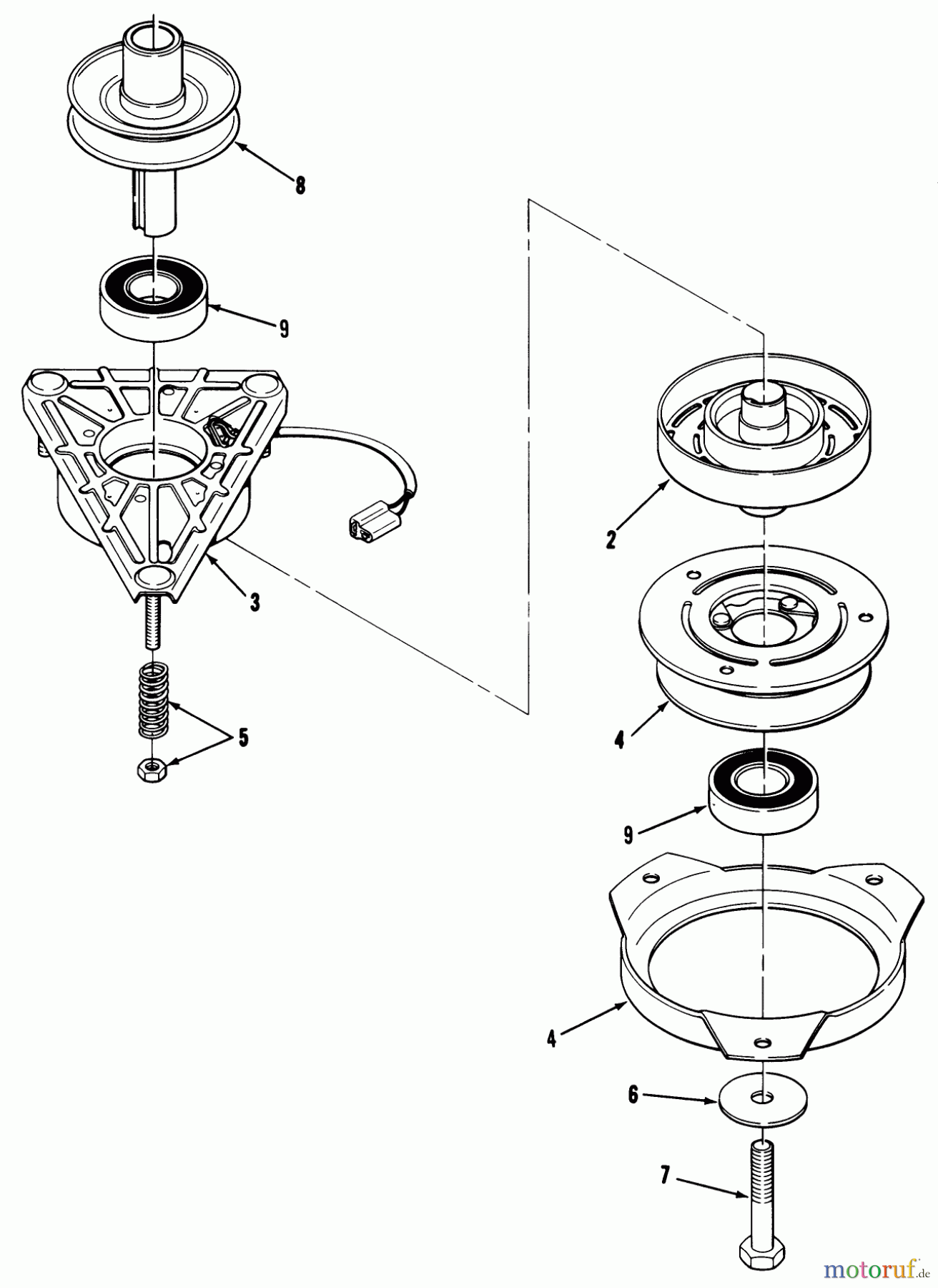 Toro Neu Mowers, Lawn & Garden Tractor Seite 1 32-10B502 (210-5) - Toro 210-5 Tractor, 1991 (1000001-1999999) ENGINE PULLEY & PTO CLUTCH ASSEMBLY