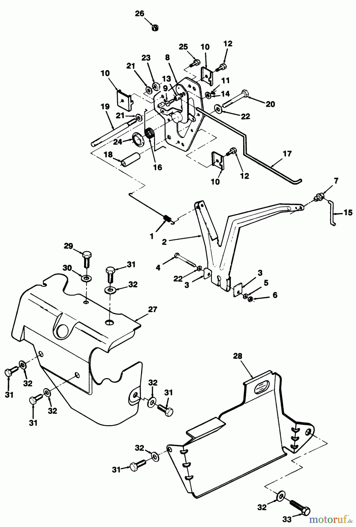  Toro Neu Mowers, Lawn & Garden Tractor Seite 1 32-12O503 (212-5) - Toro 212-5 Tractor, 1992 (2000001-2999999) 12.5HP ENGINE GOVERNOR LINKAGE & COVER ASS-Y.