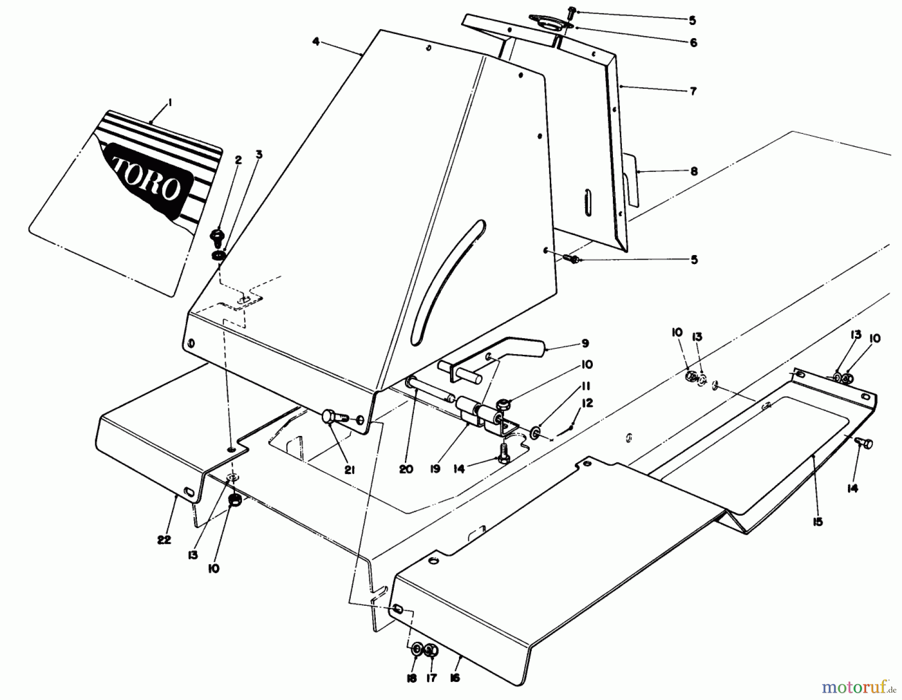 Toro Neu Accessories, Mower 59111 - Toro Easy Empty Grass Catcher, 1989 (9000001-9999999) FRONT TOWER ASSEMBLY