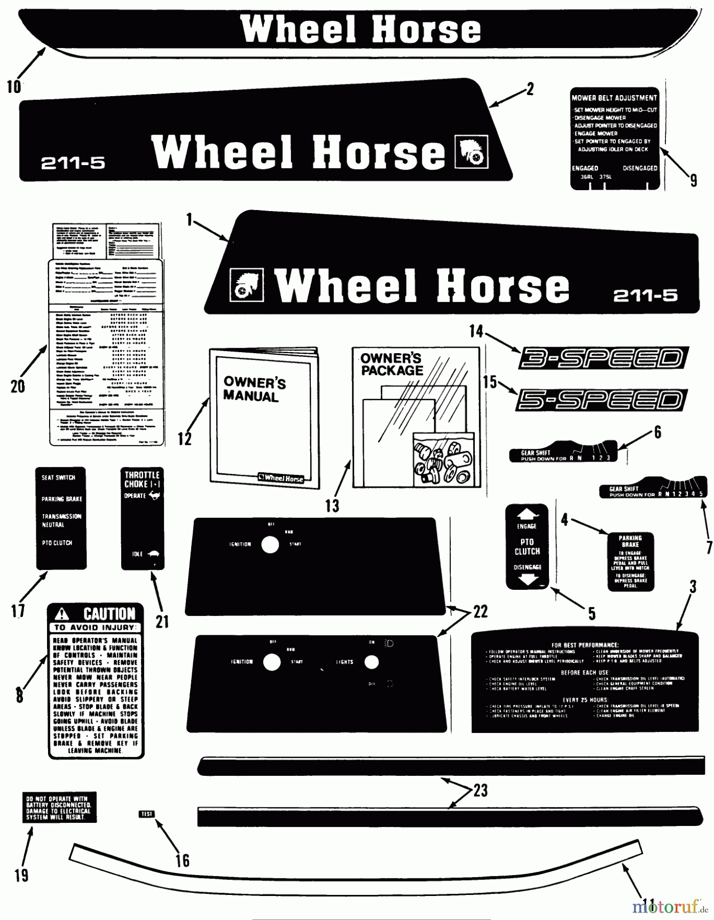 Toro Neu Mowers, Lawn & Garden Tractor Seite 1 32-11B301 (211-3) - Toro 211-3 Tractor, 1987 DECALS, MISCELLANEOUS