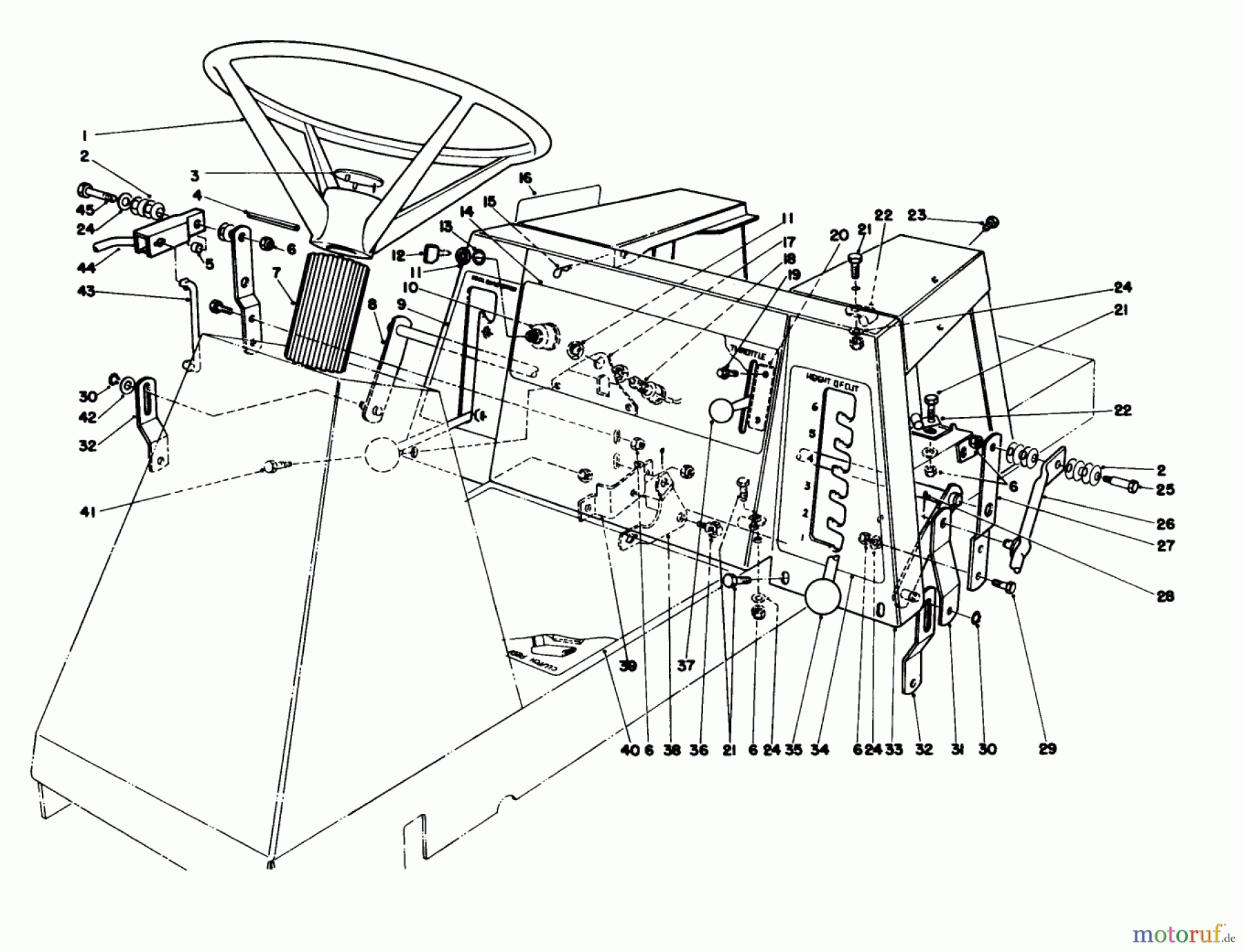 Toro Neu Mowers, Rear-Engine Rider 56145 (8-32) - Toro 8-32 Rear Engine Rider, 1989 (9000001-9999999) STEERING WHEEL & LINKAGE ASSEMBLY