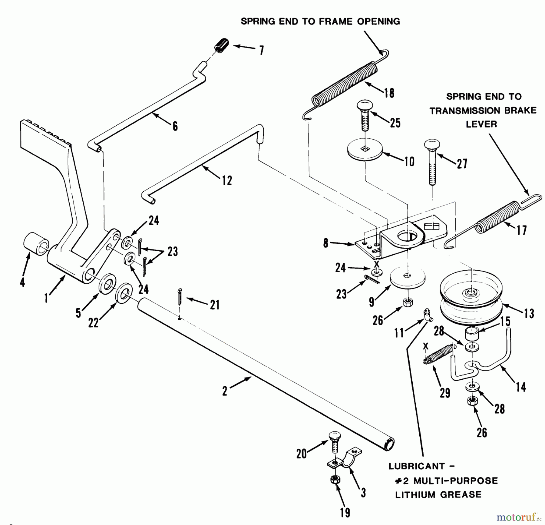 Toro Neu Mowers, Lawn & Garden Tractor Seite 1 32-12BE01 (212-H) - Toro 212-H Tractor, 1989 MECHANICAL TRANSMISSION BRAKE AND CLUTCH LINKAGE
