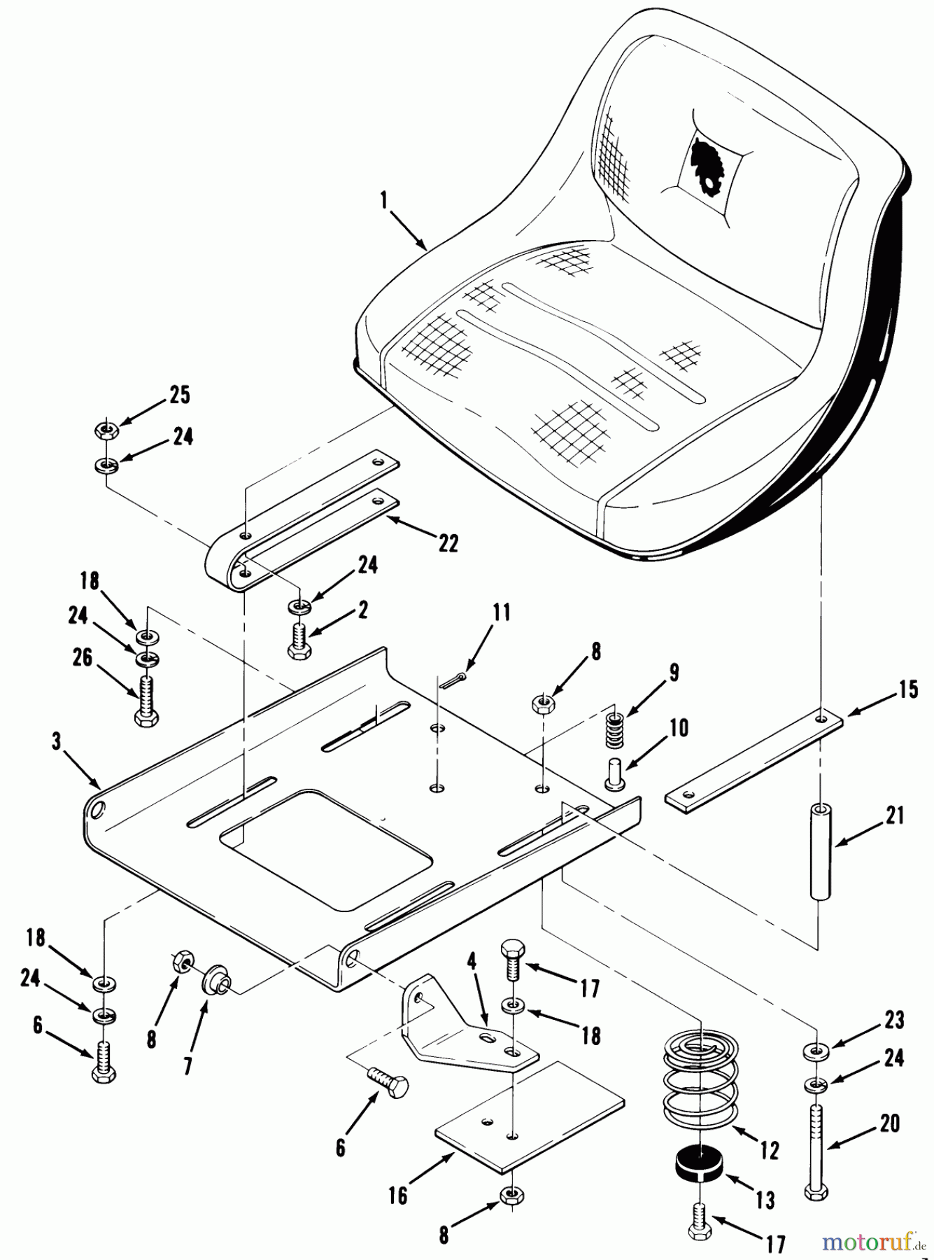 Toro Neu Mowers, Lawn & Garden Tractor Seite 1 42-08B401 (208-4) - Toro 208-4 Tractor, 1989 SEAT AND SUSPENSION