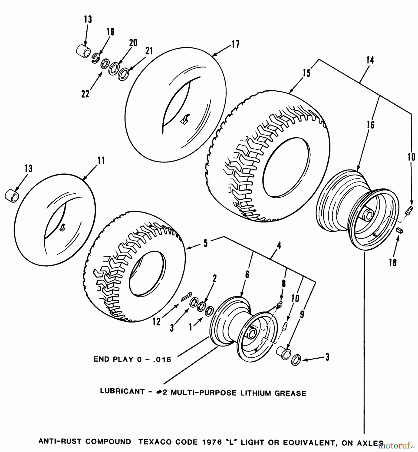 Toro Neu Mowers, Lawn & Garden Tractor Seite 1 32-12BE01 (212-H) - Toro 212-H Tractor, 1989 WHEELS AND TIRES