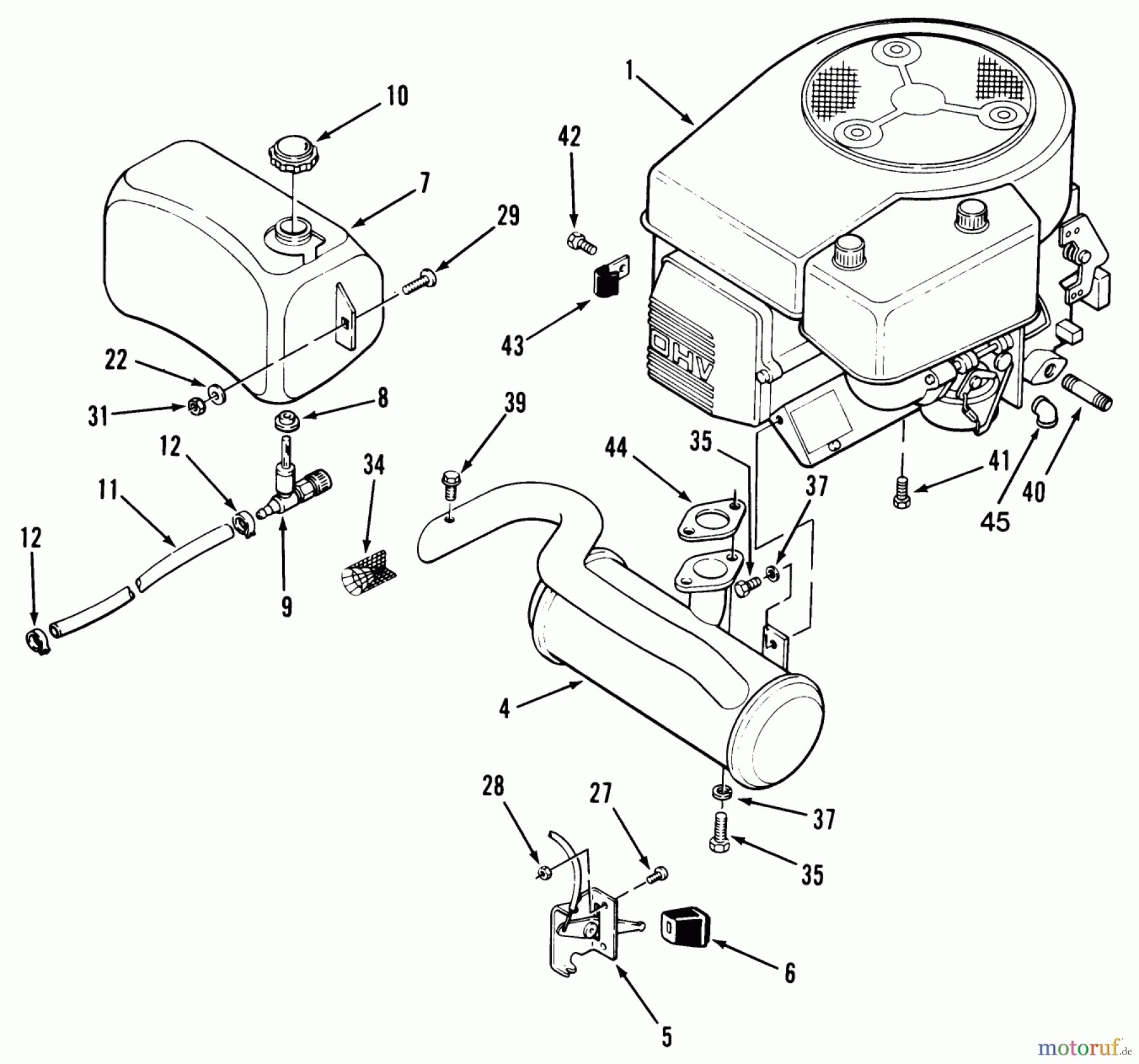  Toro Neu Mowers, Lawn & Garden Tractor Seite 1 32-120EA1 (212-H)- Toro 212-H Tractor, 1991 (1000001-1999999) ENGINE, FUEL AND EXHAUST SYSTEMS