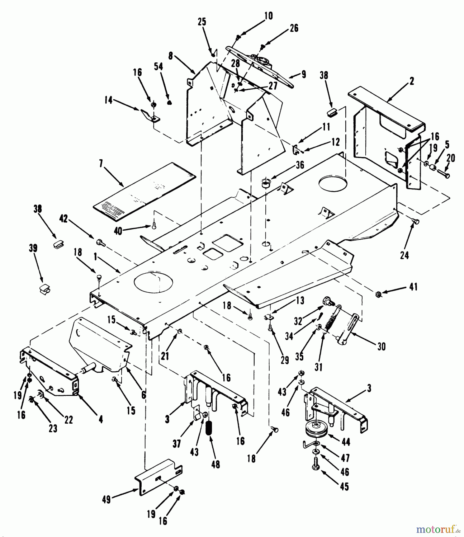 Toro Neu Mowers, Lawn & Garden Tractor Seite 1 32-12BEA3 (212-H) - Toro 212-H Tractor, 1991 (1000001-1999999) FRAME ASSEMBLY