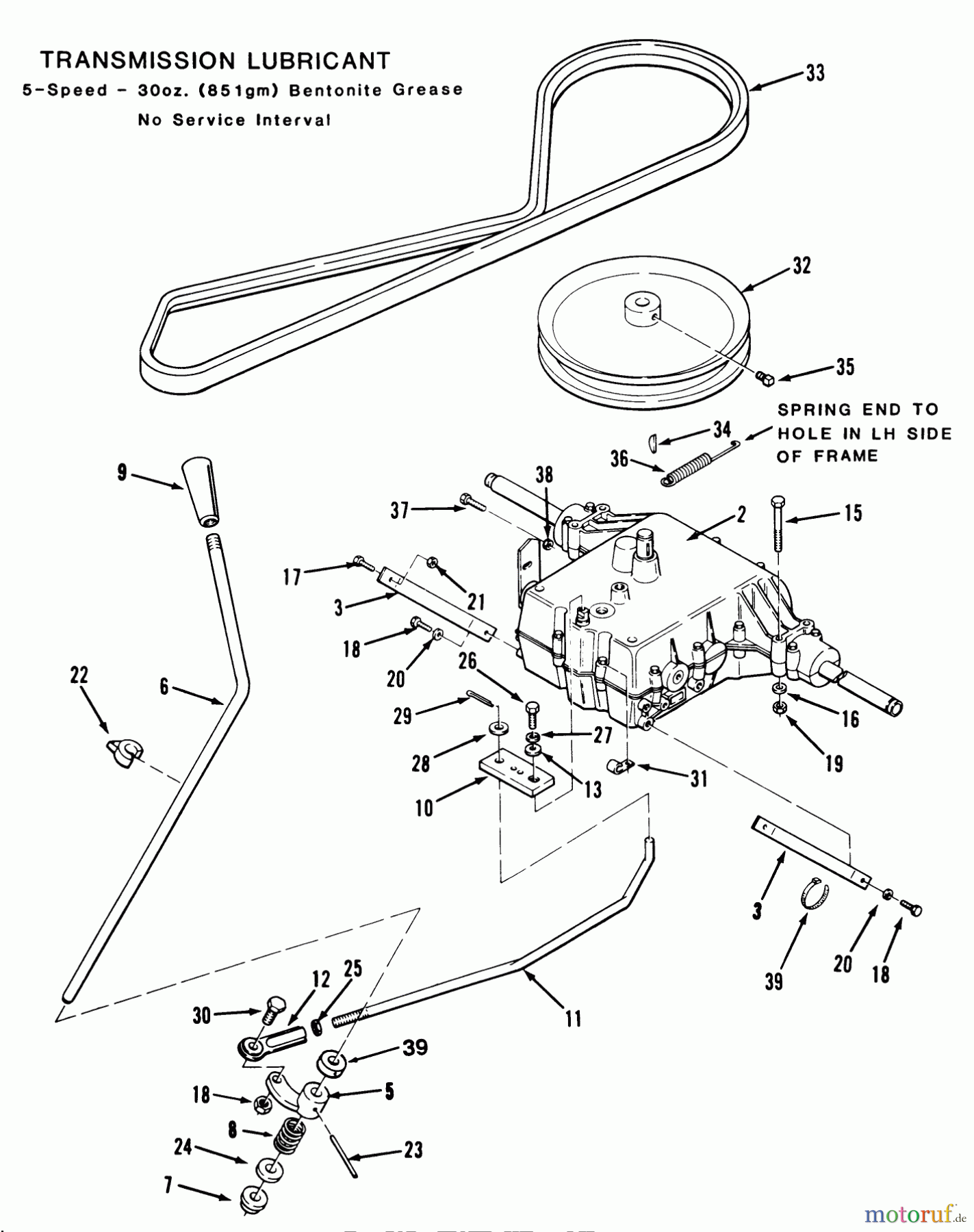 Toro Neu Mowers, Lawn & Garden Tractor Seite 1 32-12BEA3 (212-H) - Toro 212-H Tractor, 1991 (1000001-1999999) TRANSMISSION ASSEMBLY (212-5)