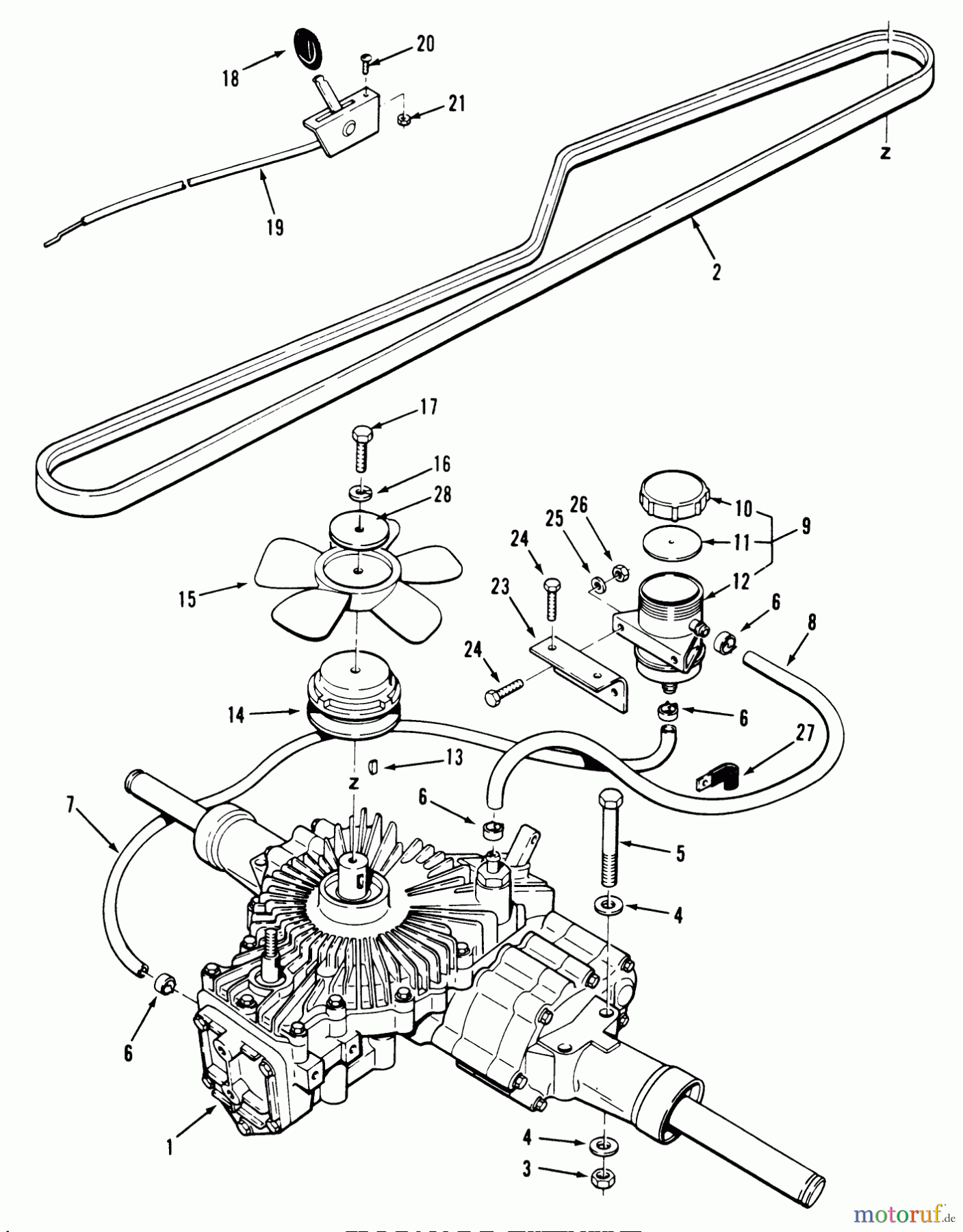 Toro Neu Mowers, Lawn & Garden Tractor Seite 1 32-12BEA3 (212-H) - Toro 212-H Tractor, 1991 (1000001-1999999) TRANSMISSION ASSEMBLY (212-H)