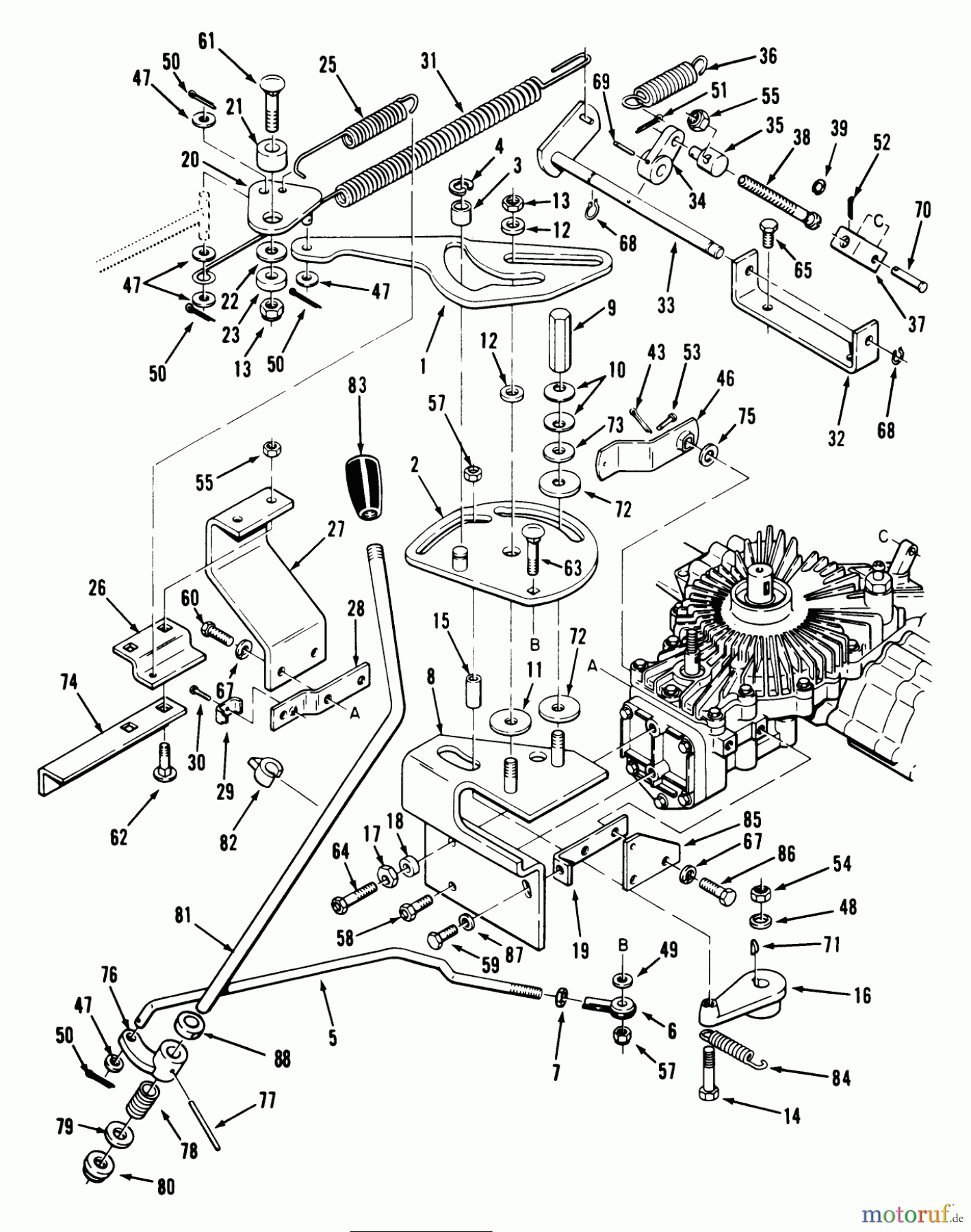 Toro Neu Mowers, Lawn & Garden Tractor Seite 1 32-12BEA3 (212-H) - Toro 212-H Tractor, 1991 (1000001-1999999) TRANSMISSION LINKAGE ASSEMBLY (212-H)