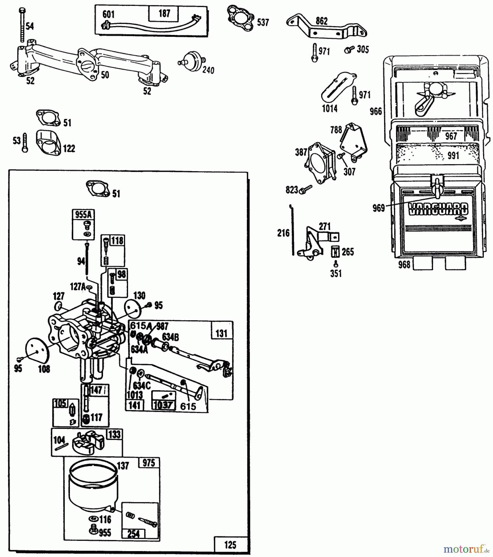  Toro Neu Mowers, Lawn & Garden Tractor Seite 1 32-16BE01 (216-H) - Toro 216-H Tractor, 1990 CARBURETOR AND AIR CLEANER