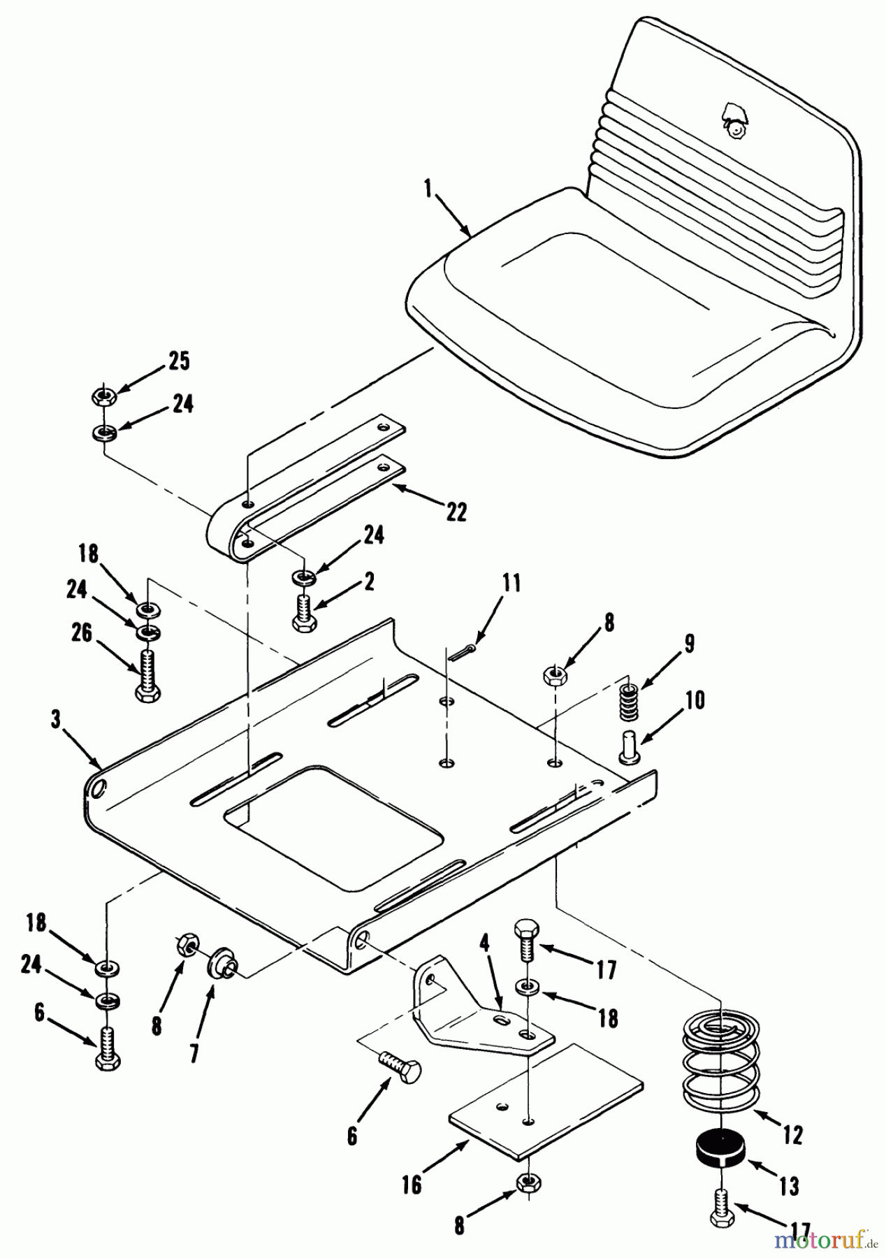 Toro Neu Mowers, Lawn & Garden Tractor Seite 1 32-16BE01 (216-H) - Toro 216-H Tractor, 1990 SEAT AND SUSPENSION