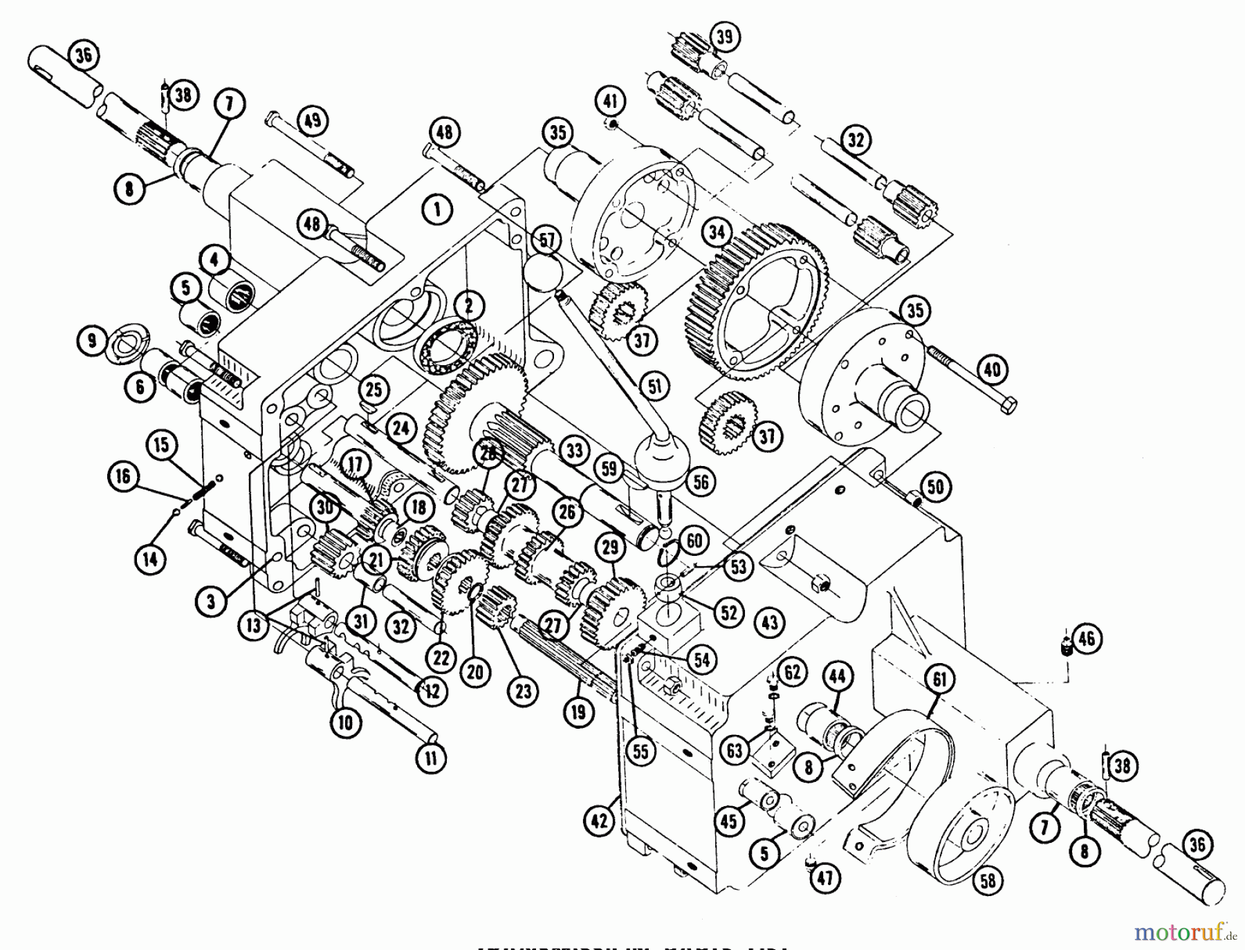 Toro Neu Mowers, Lawn & Garden Tractor Seite 1 34R (34R) - Toro 34R Lawn Ranger, 1964 TRANSMISSION PARTS LIST