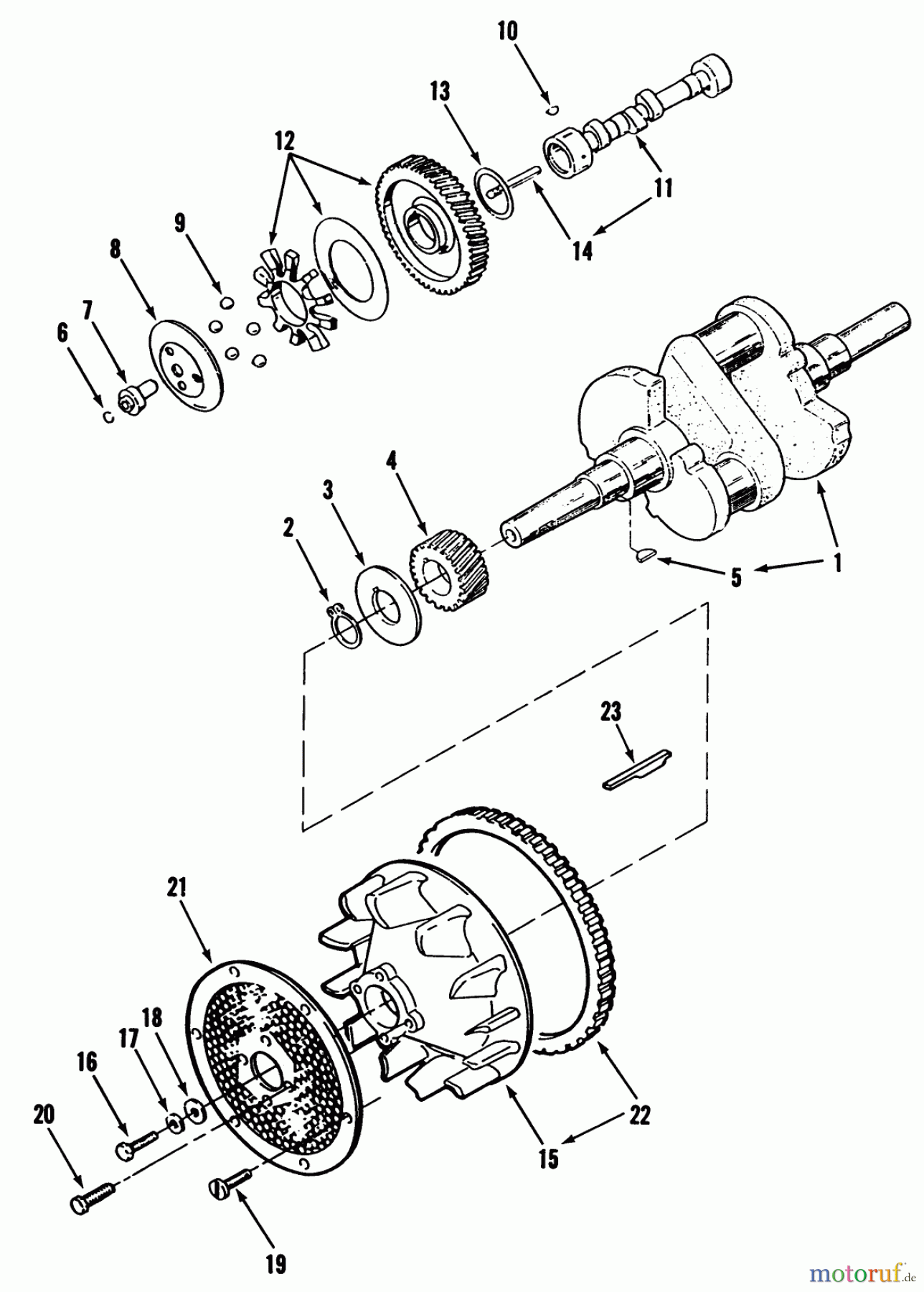  Toro Neu Mowers, Lawn & Garden Tractor Seite 1 41-20O801 (520-8) - Toro 520-8 Garden Tractor, 1990 CRANKSHAFT, CAMSHAFT, FLYWHEEL