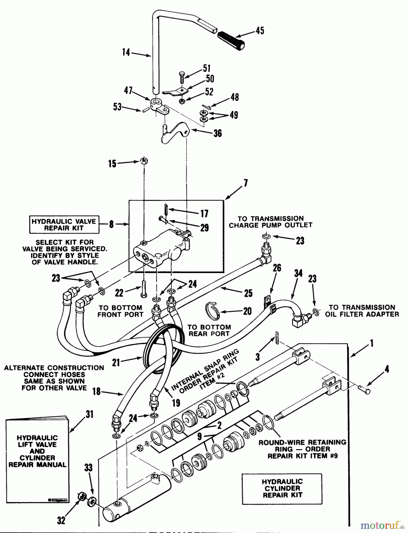 Toro Neu Mowers, Lawn & Garden Tractor Seite 1 41-20O801 (520-8) - Toro 520-8 Garden Tractor, 1990 HYDRAULIC SYSTEM 520-H