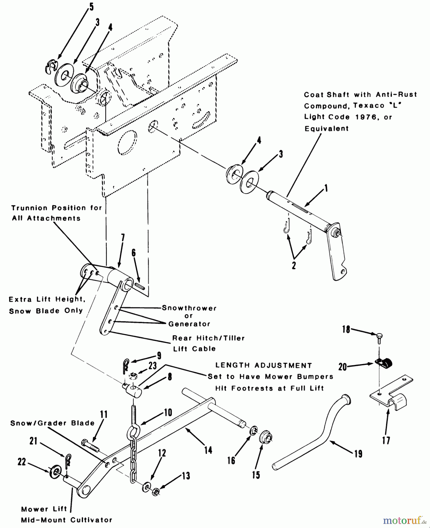 Toro Neu Mowers, Lawn & Garden Tractor Seite 1 41-20O801 (520-8) - Toro 520-8 Garden Tractor, 1990 HYDROSTATIC LIFT LINKAGE