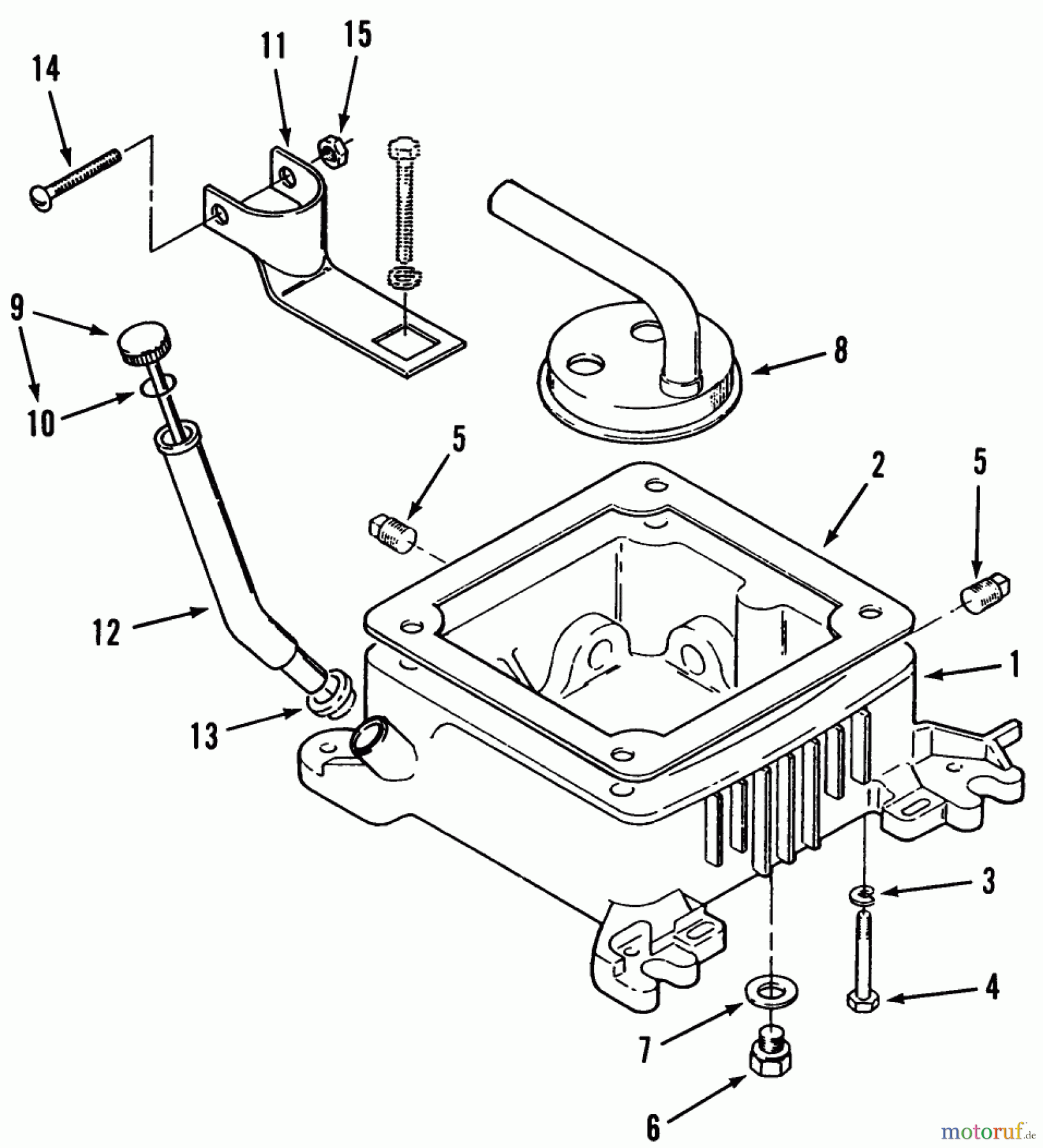 Toro Neu Mowers, Lawn & Garden Tractor Seite 1 41-20O801 (520-8) - Toro 520-8 Garden Tractor, 1990 OIL BASE FILL TUBE AND BRACKET