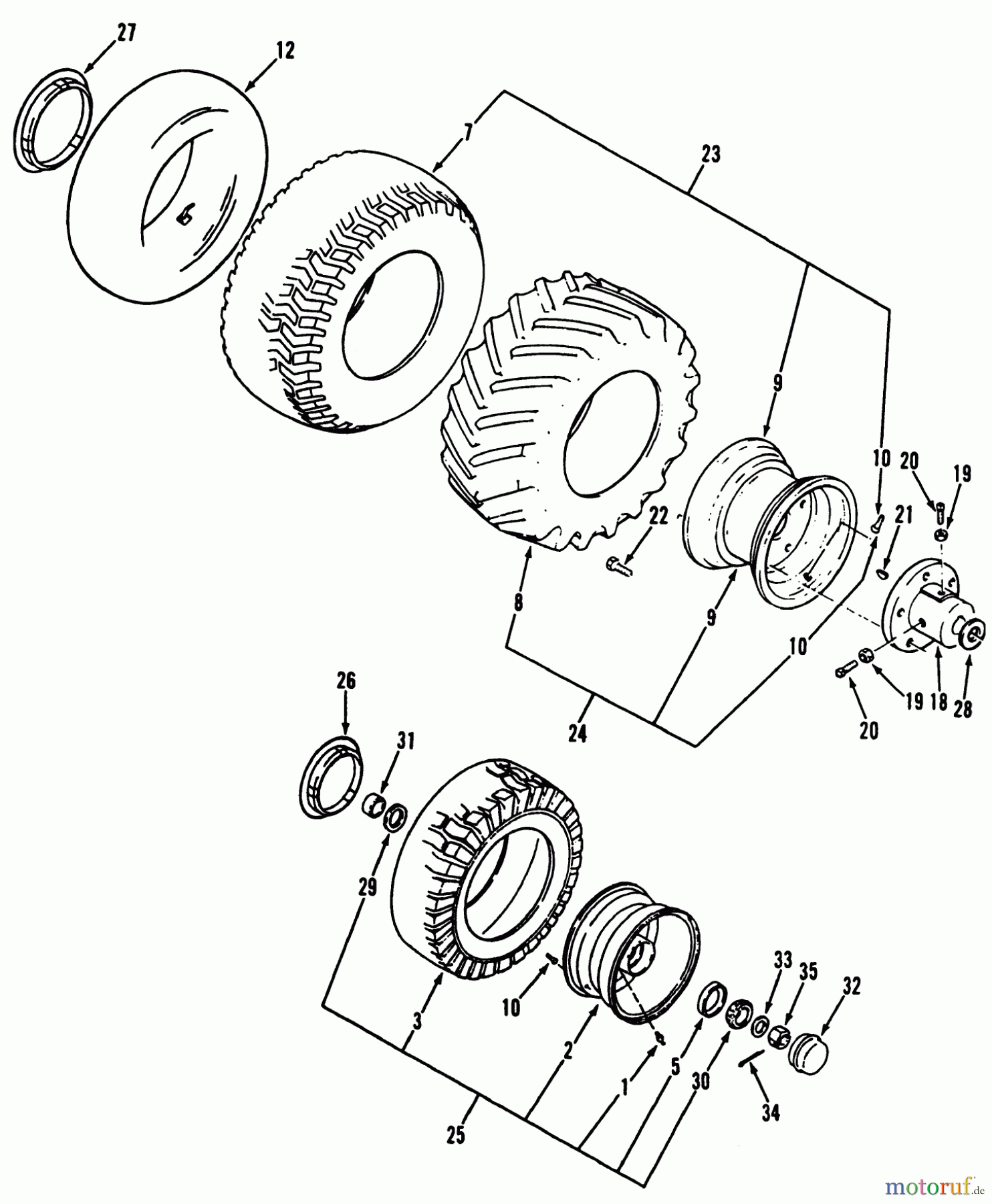 Toro Neu Mowers, Lawn & Garden Tractor Seite 1 41-20OE03 (520-H) - Toro 520-H Garden Tractor, 1992 (2000001-2999999) WHEEL AND TIRES